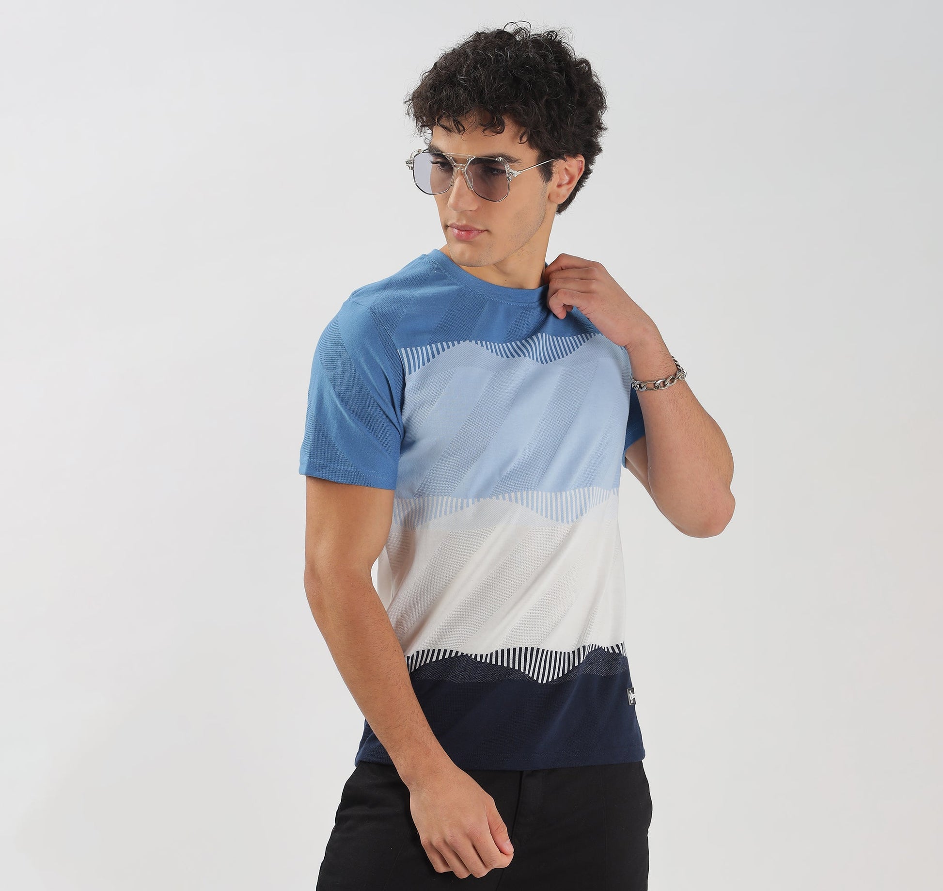 Half Sleeve Striped Stretchable T-shirt
