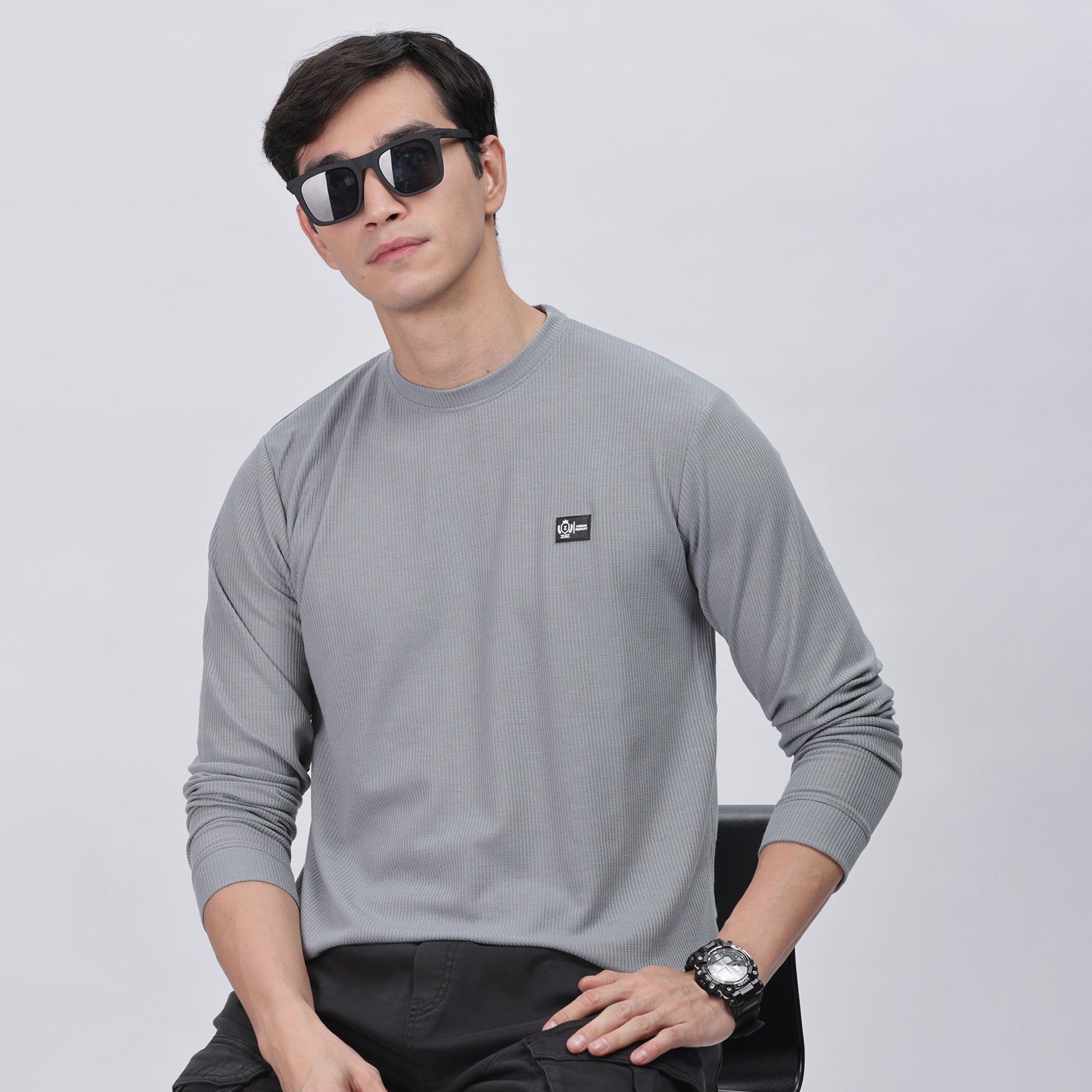 Men's Full Sleeve T-Shirt with Ribbed Cuffs & Collar