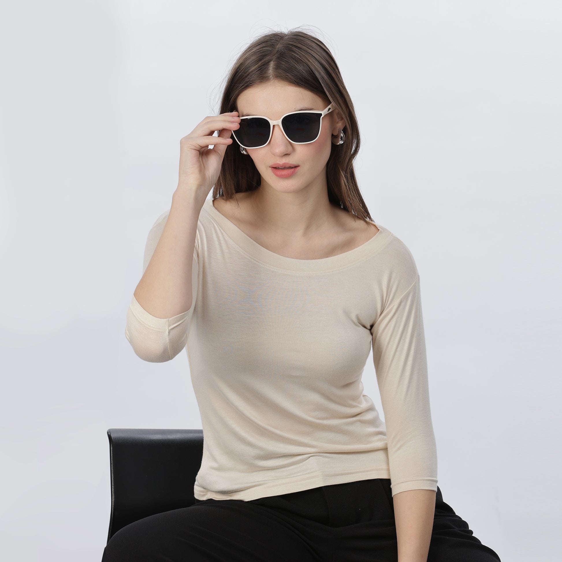 Women's Strechable Body Fit Inner Shirt (Beige)