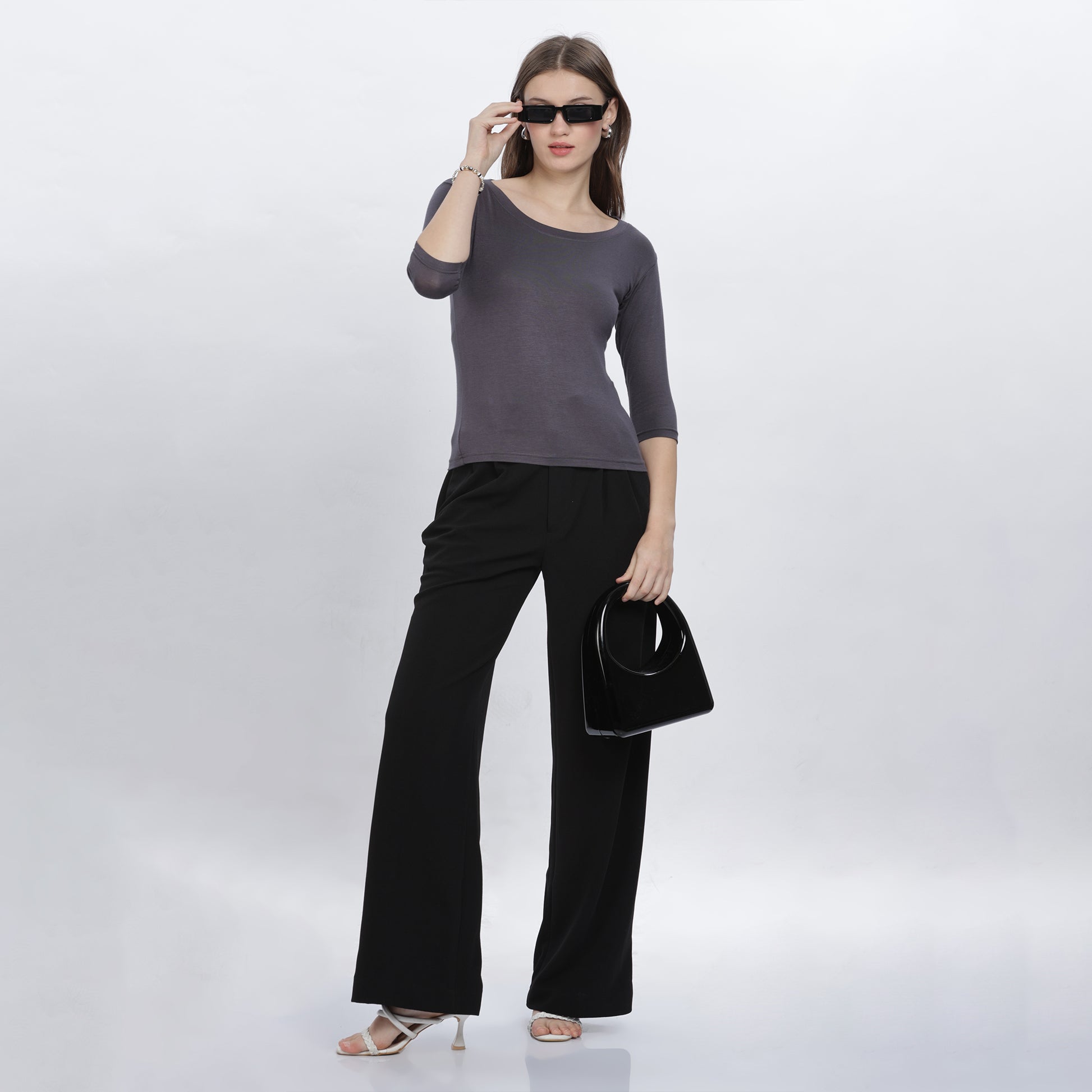 Women's Strechable Body Fit Inner Shirt (Dark Grey)