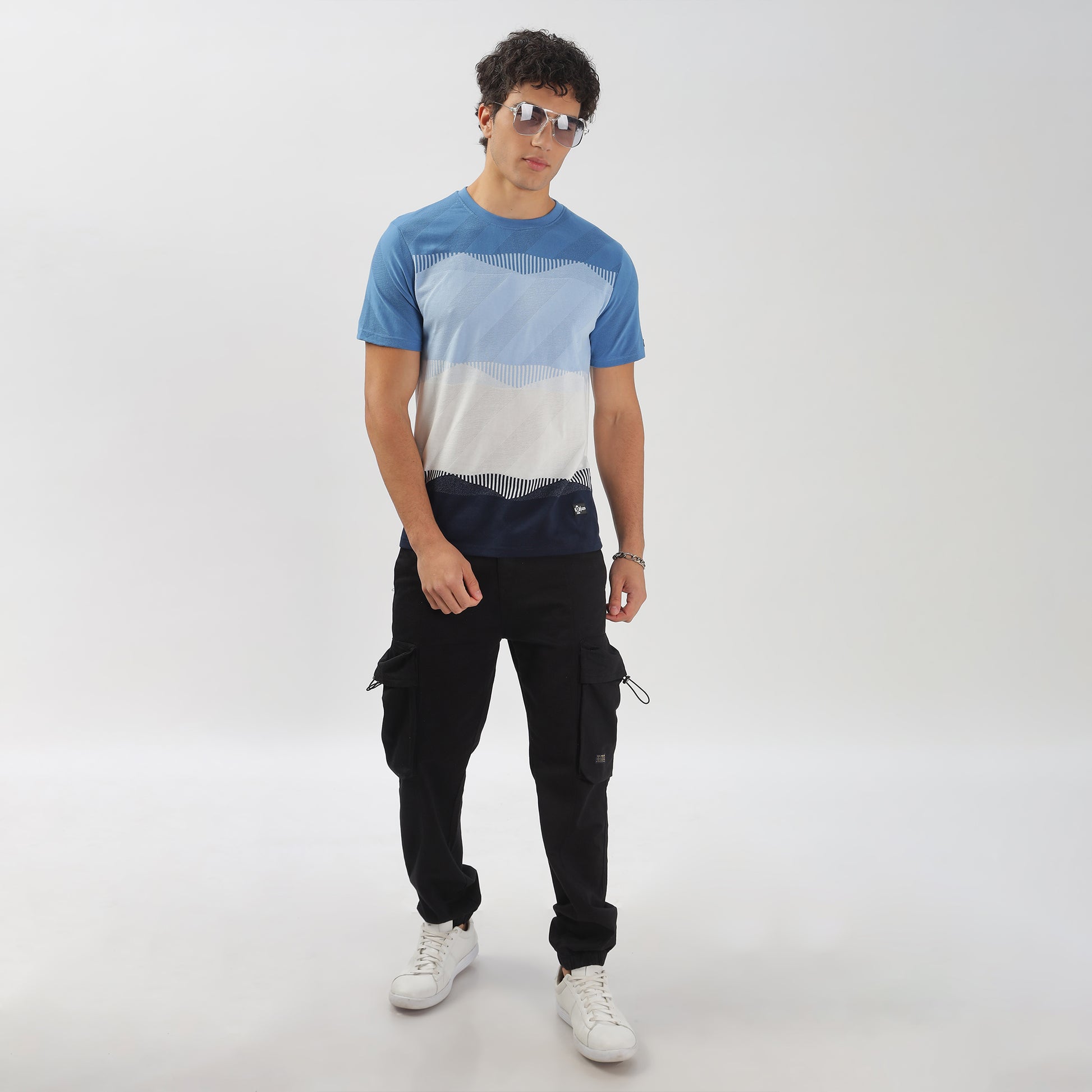Half Sleeve Striped Stretchable T-shirt