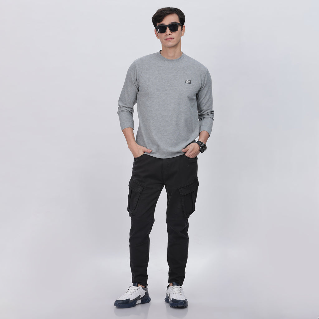 Men's Full Sleeve T-Shirt with Ribbed Cuffs & Collar