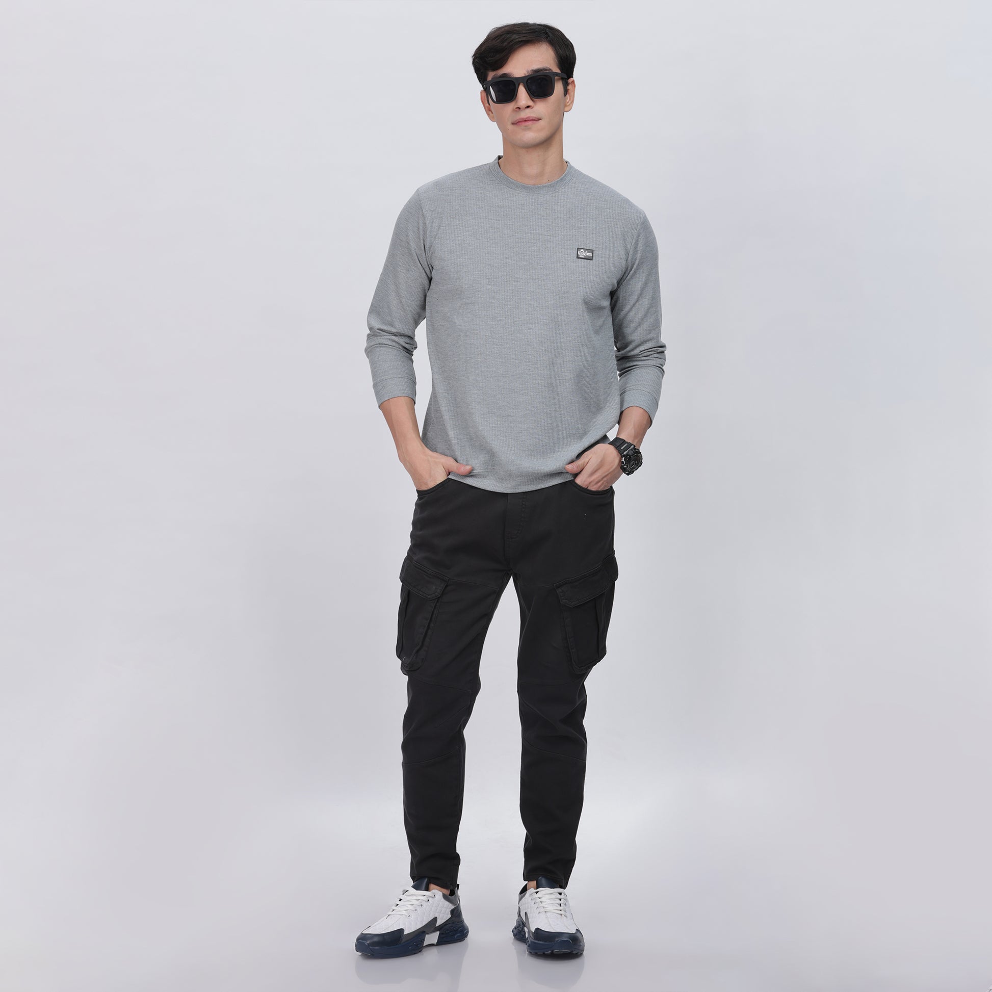 Men's Full Sleeve T-Shirt with Ribbed Cuffs & Collar