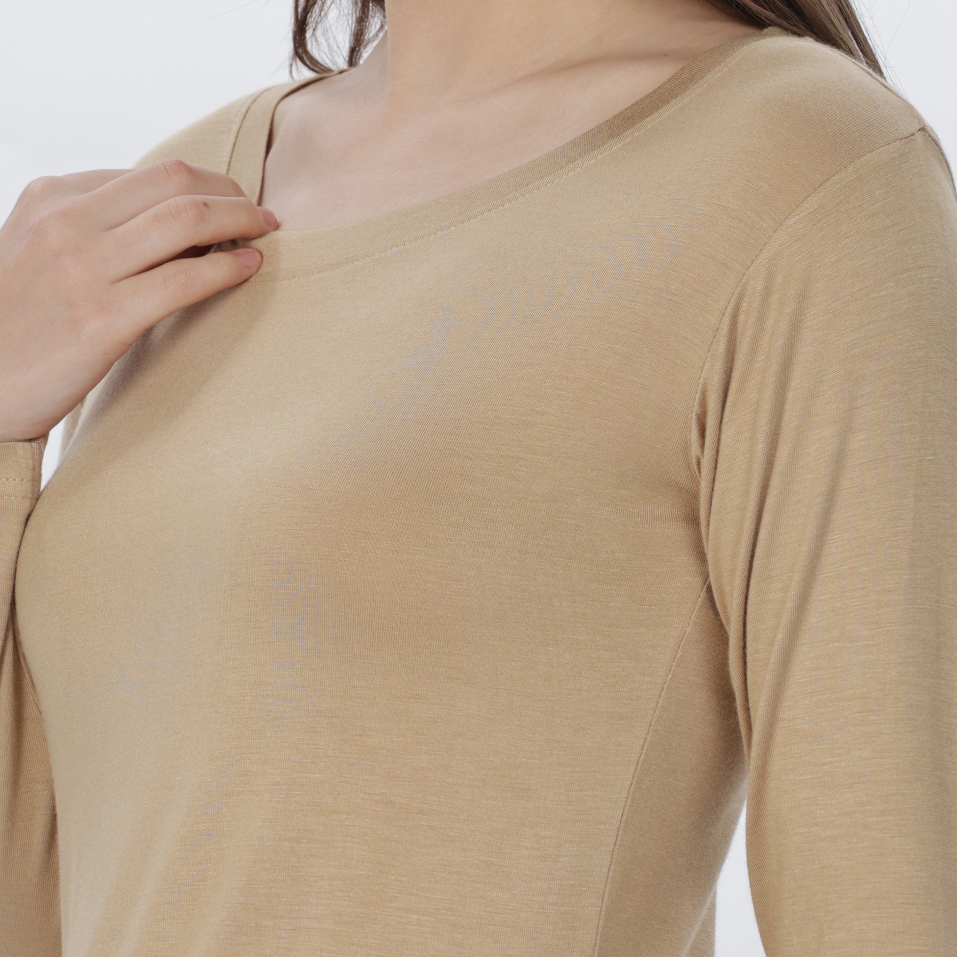 Women's Strechable Body Fit Inner Shirt (Tan)
