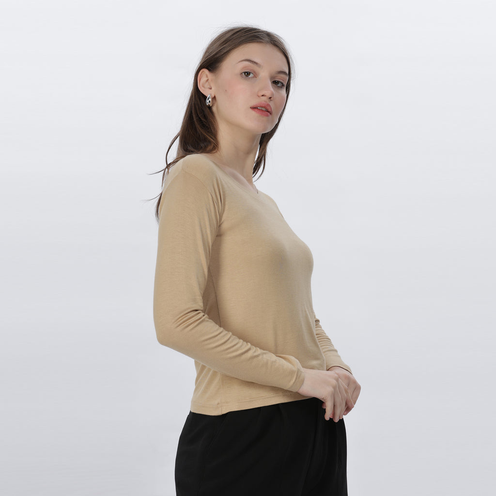 Women's Strechable Body Fit Inner Shirt (Tan)