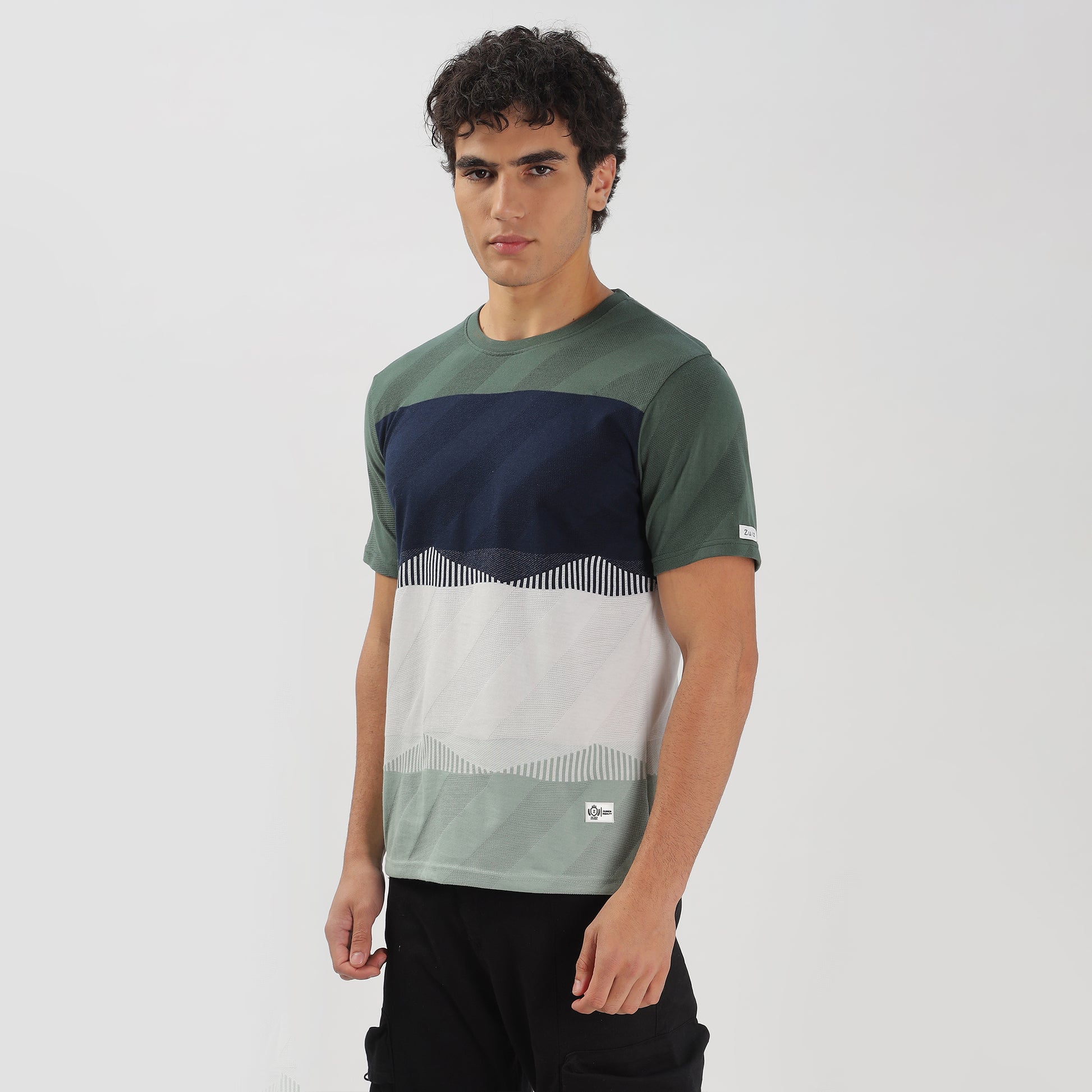 Trendy Half Sleeve Striped Stretchable T-shirt