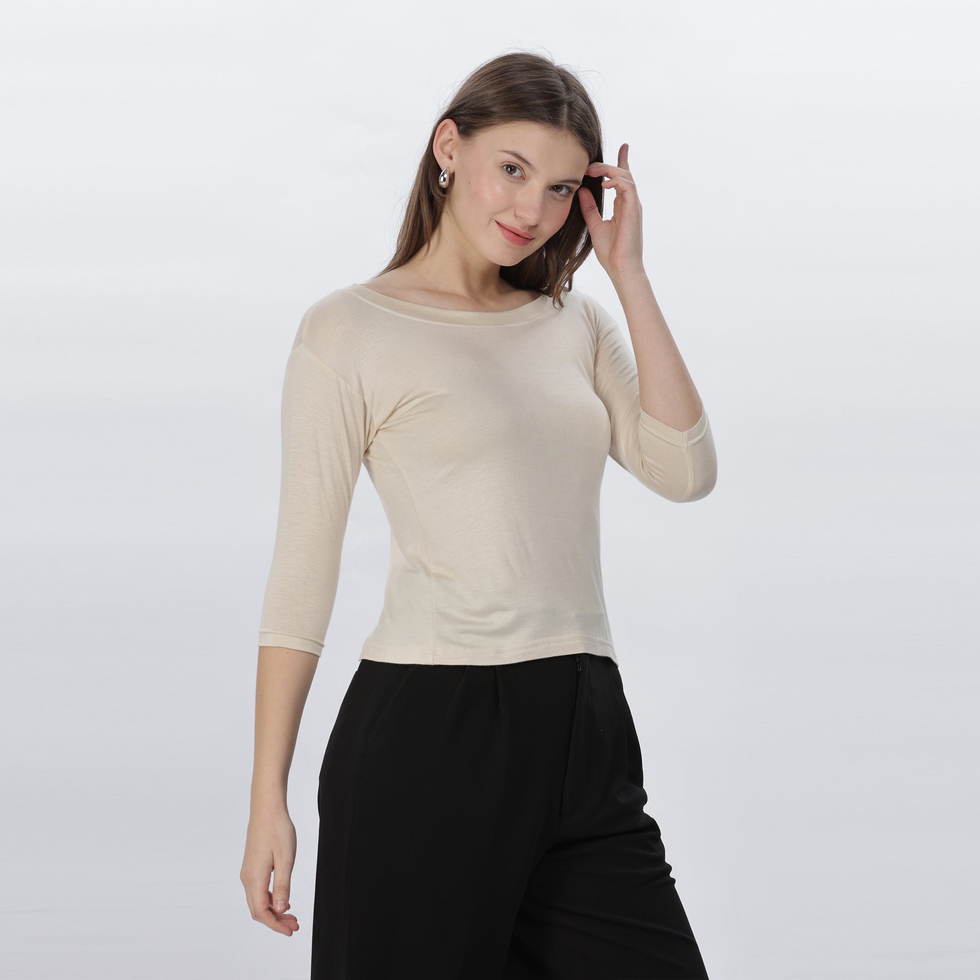 Women's Strechable Body Fit Inner Shirt (Tan)