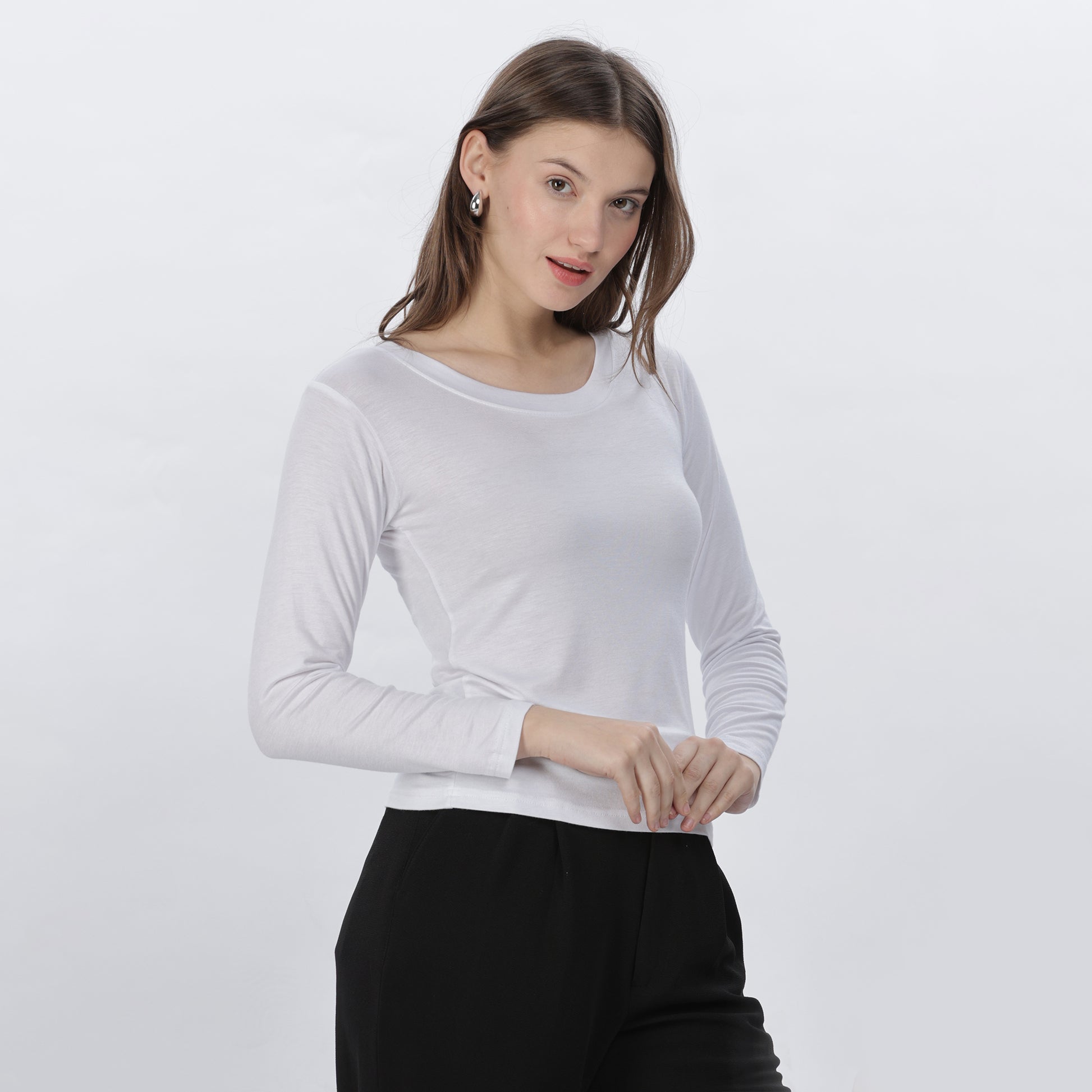 Women's Strechable Body Fit Inner Shirt (Beige)