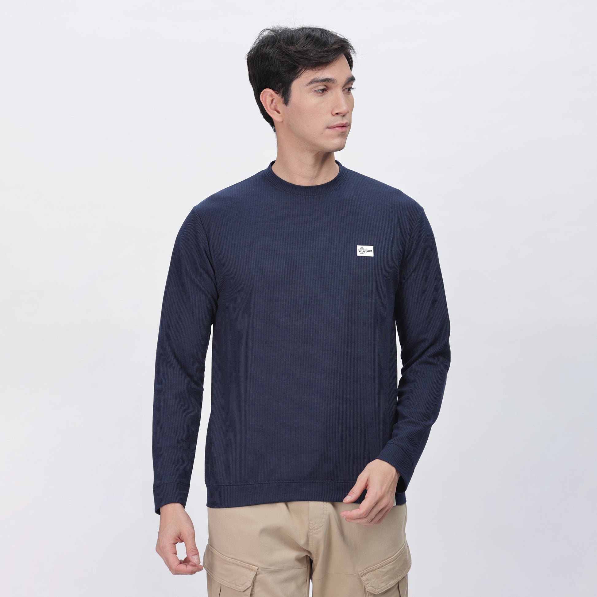Men's Full Sleeve T-Shirt With Ribbed Cuffs & Collar (Brown)