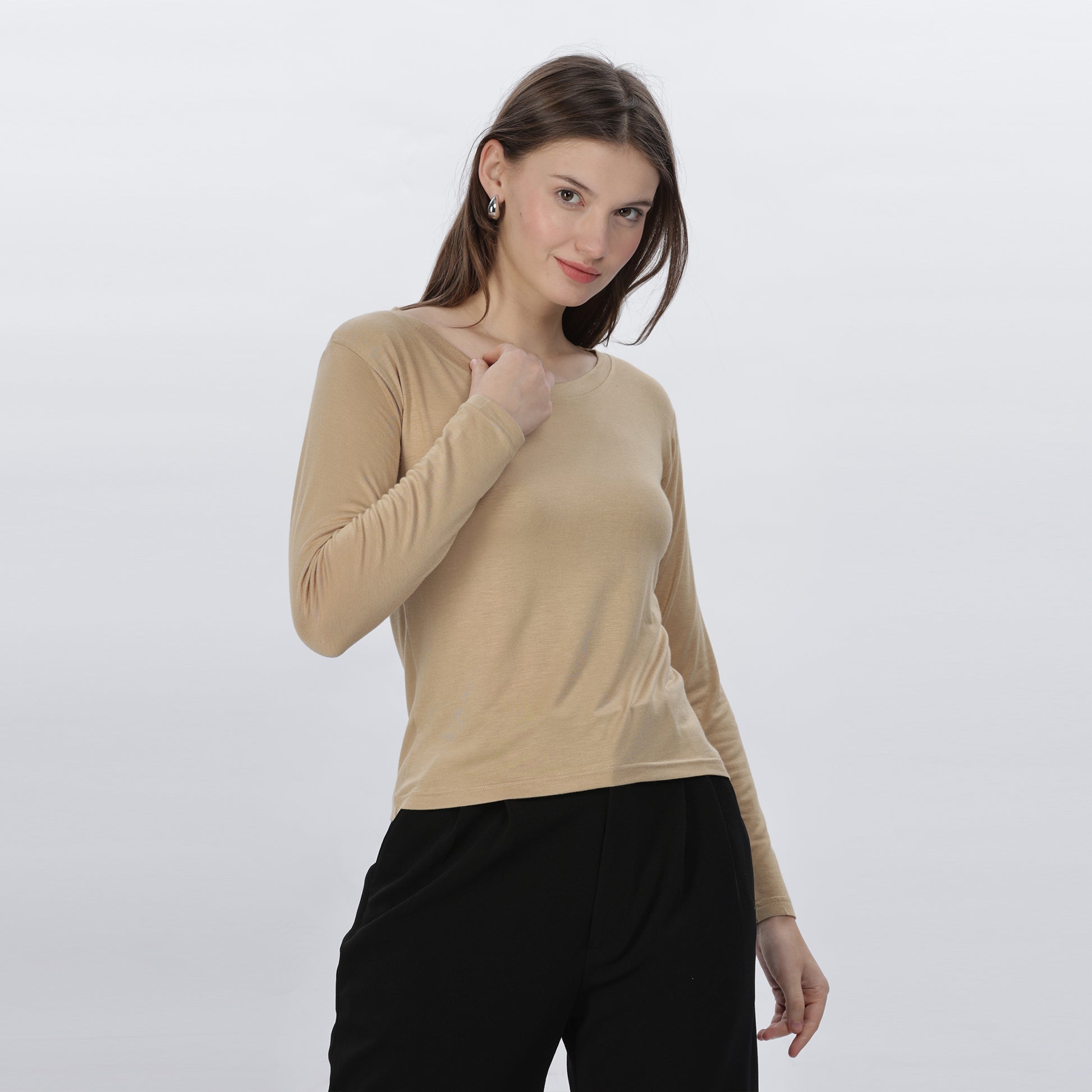 Women's Strechable Body Fit Inner Shirt (Tan)