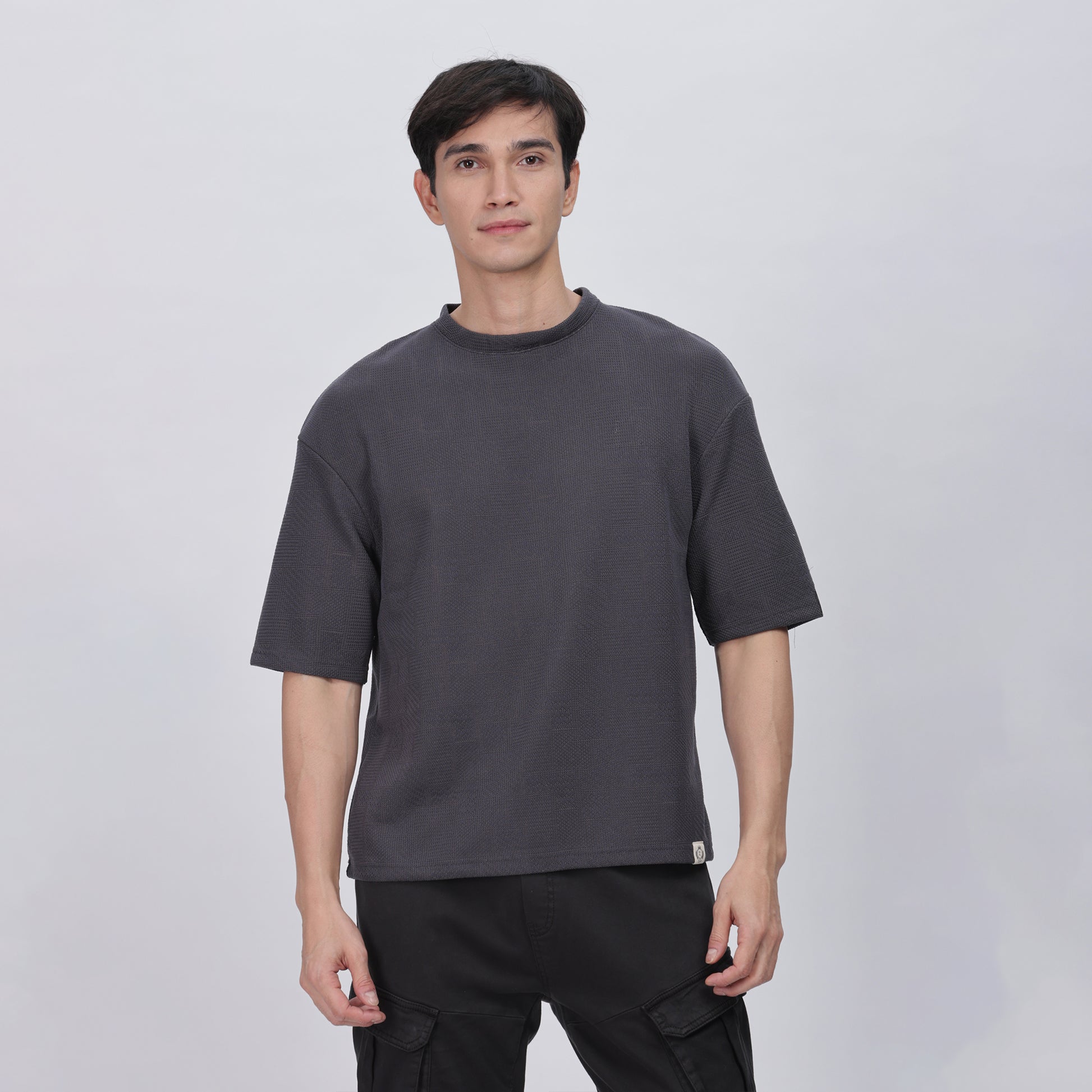 Men's Full Sleeve T-Shirt With Ribbed Cuffs & Collar (Brown)