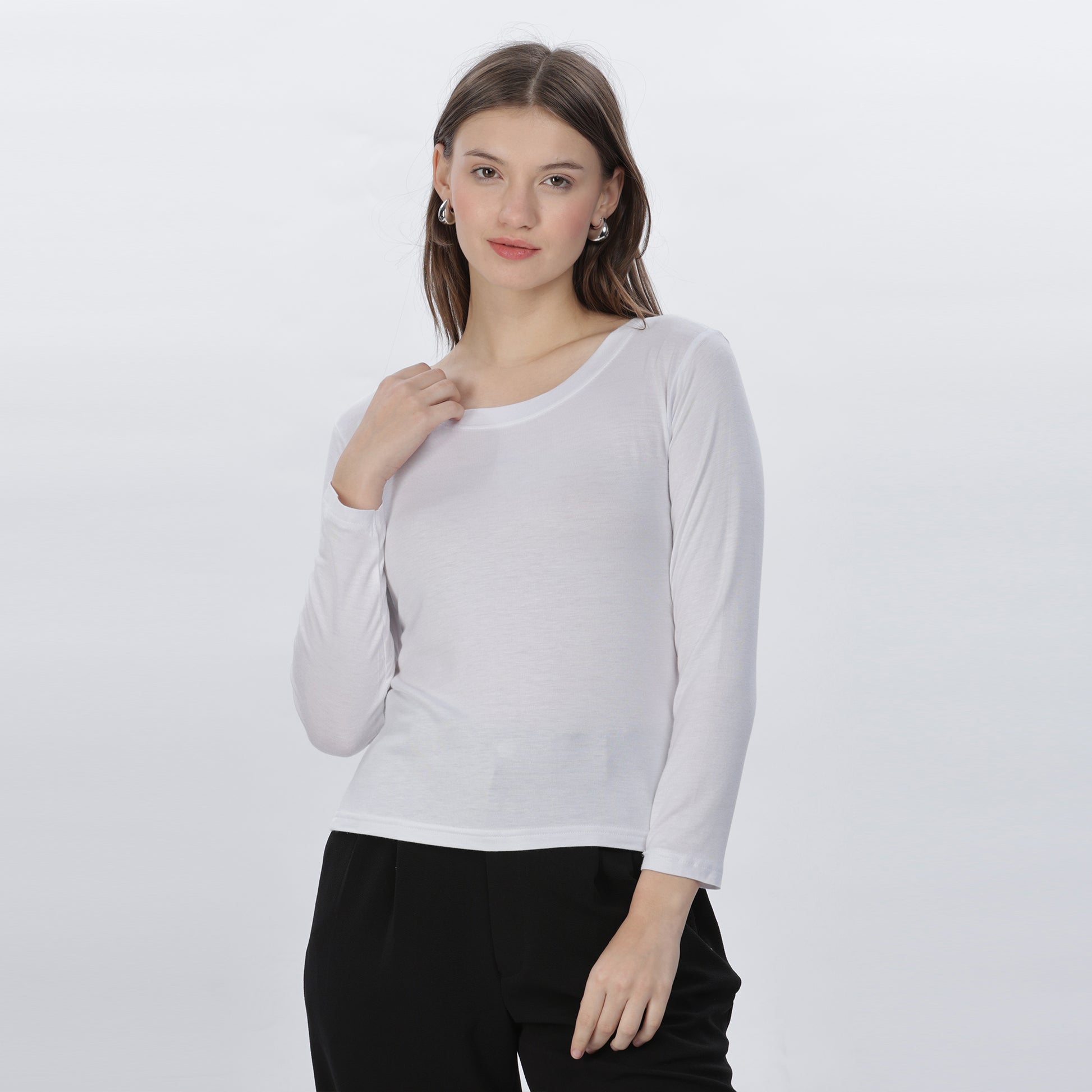 Women's Strechable Body Fit Inner Shirt (White)