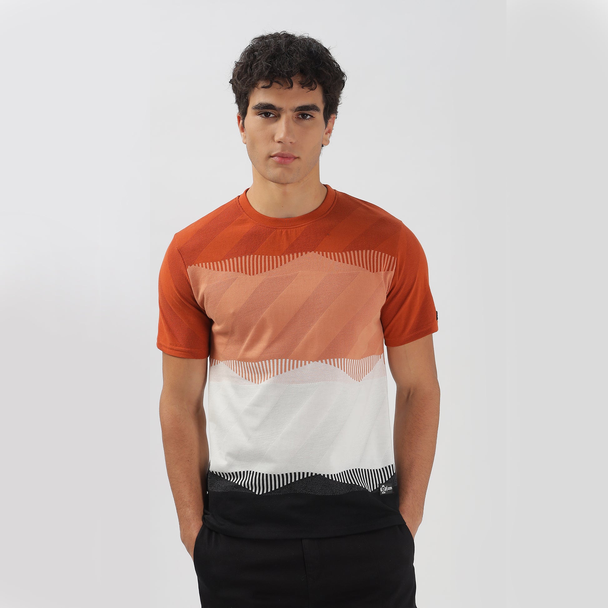 Trendy Half Sleeve Striped Stretchable T-shirt