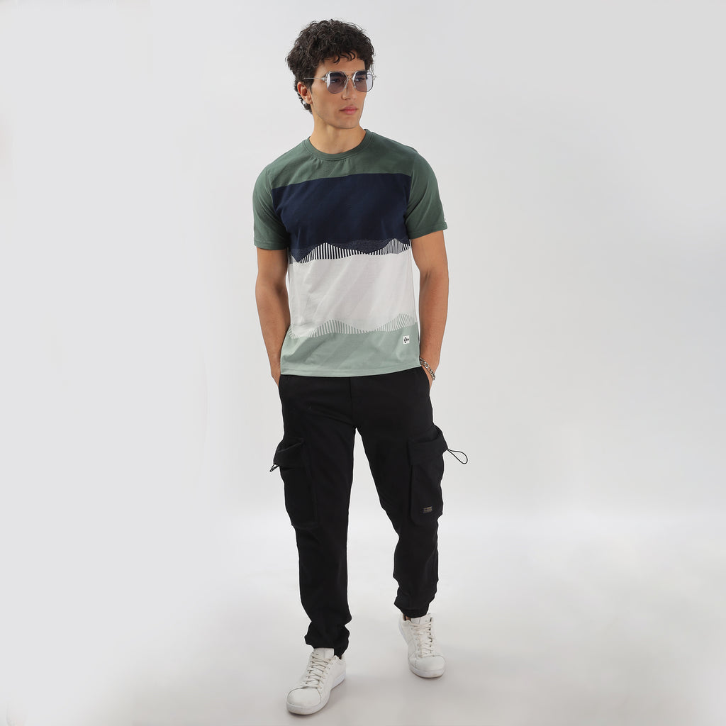 Trendy Half Sleeve Striped Stretchable T-shirt