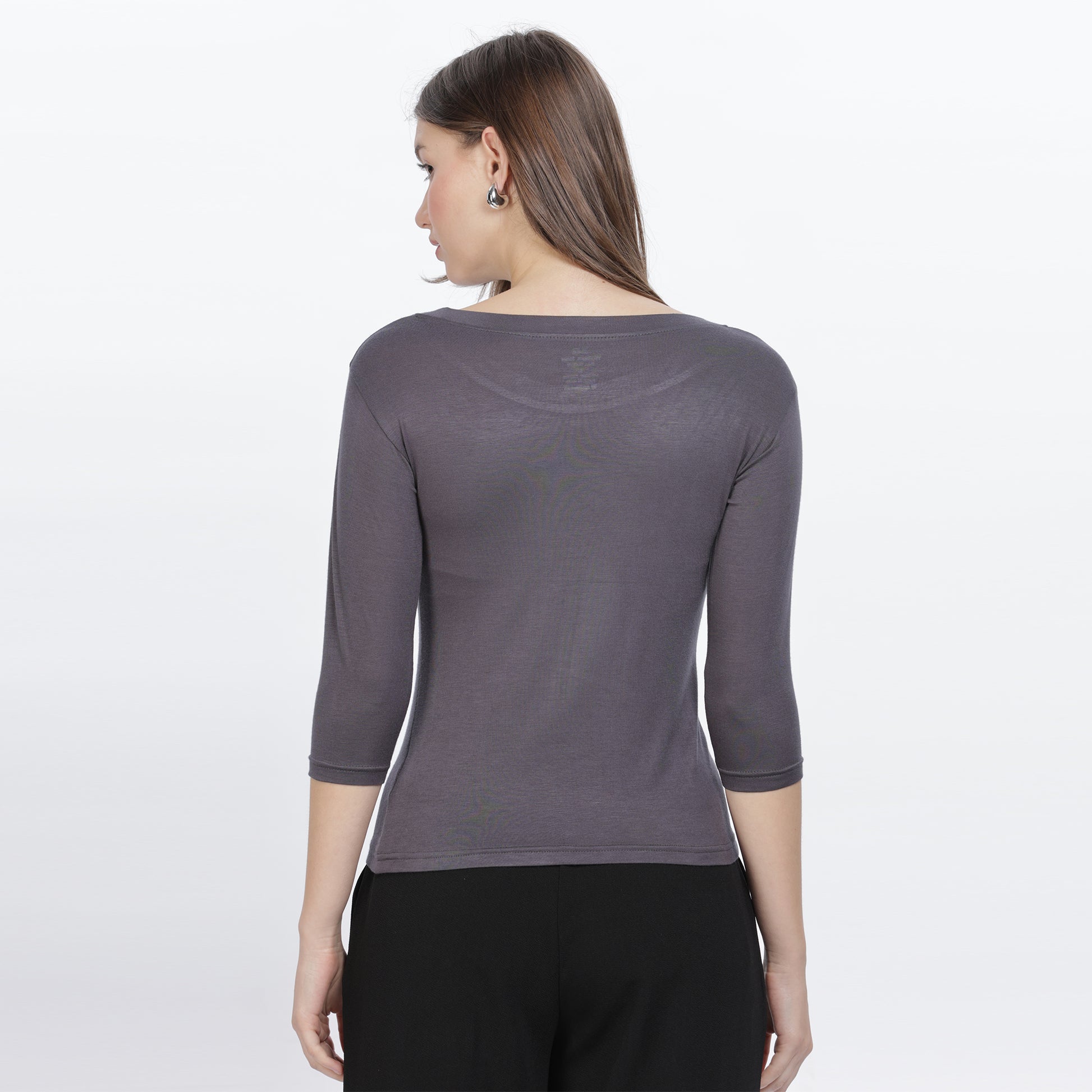 Women's Strechable Body Fit Inner Shirt (Dark Grey)