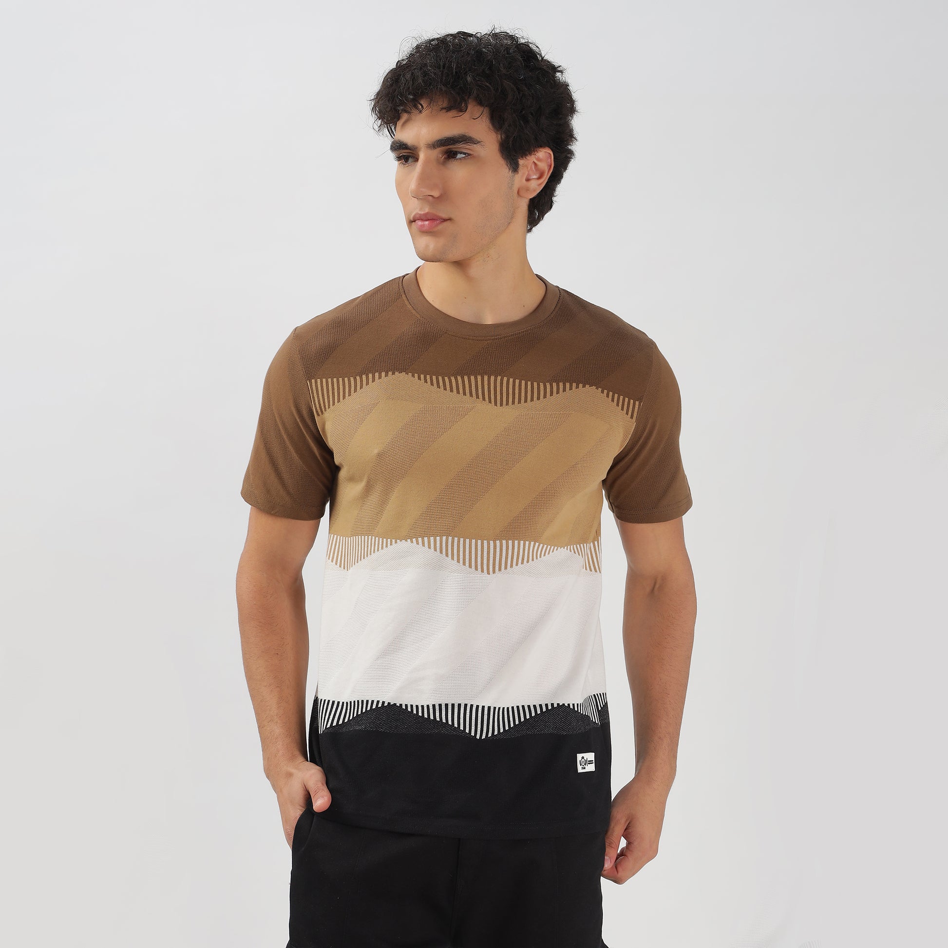 Trendy Half Sleeve Striped Stretchable T-shirt