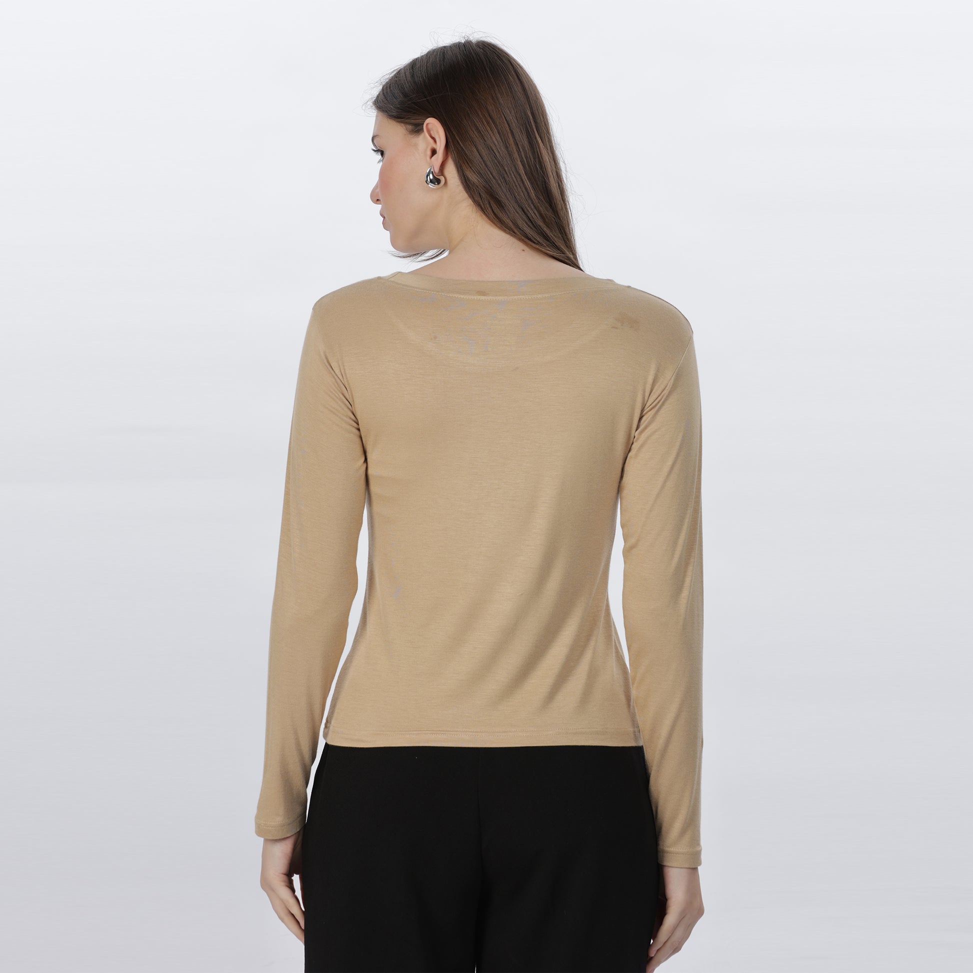 Women's Strechable Body Fit Inner Shirt (Tan)