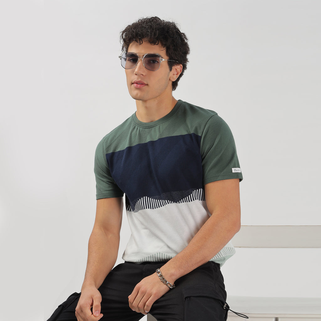 Trendy Half Sleeve Striped Stretchable T-shirt