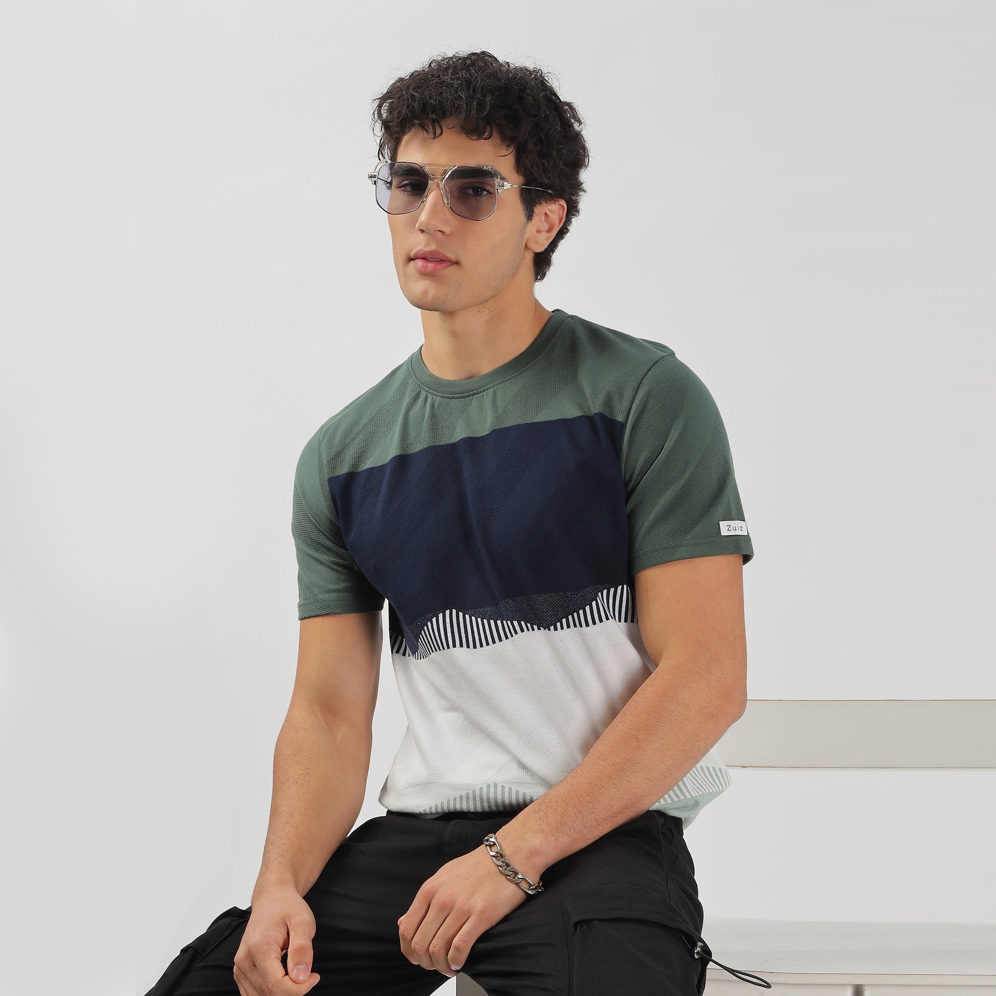 Trendy Half Sleeve Striped Stretchable T-shirt