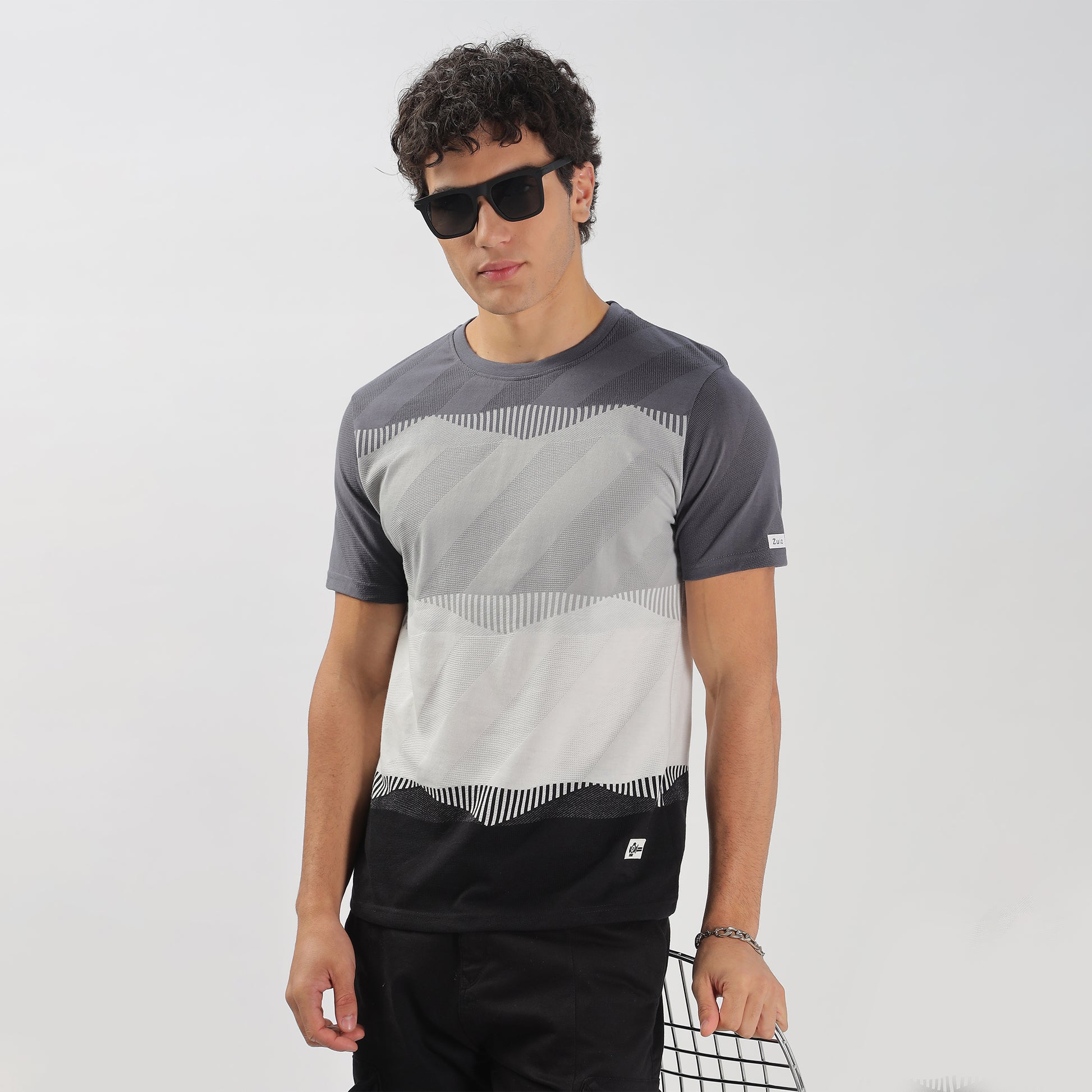 Trendy Half Sleeve Striped Stretchable T-shirt