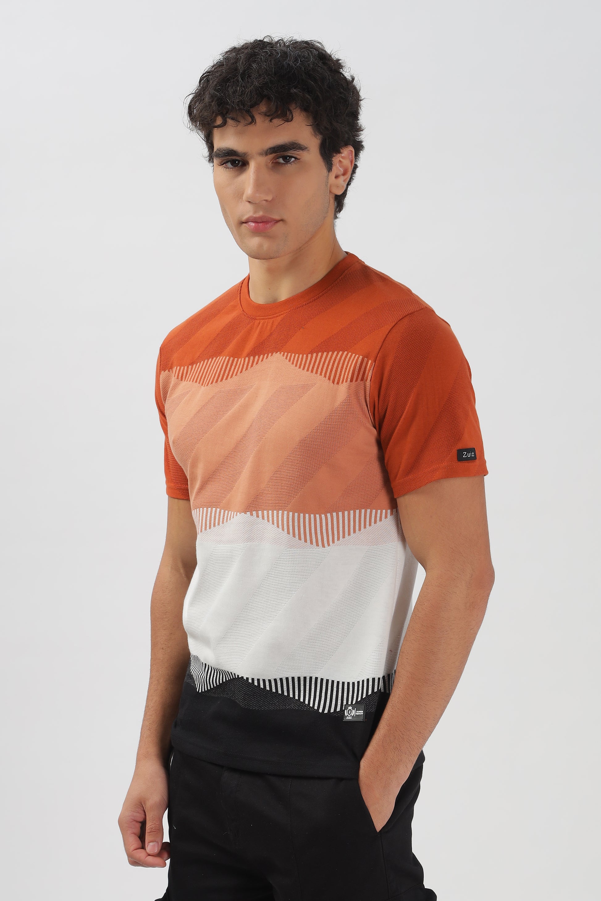 Half Sleeve Striped Stretchable T-shirt