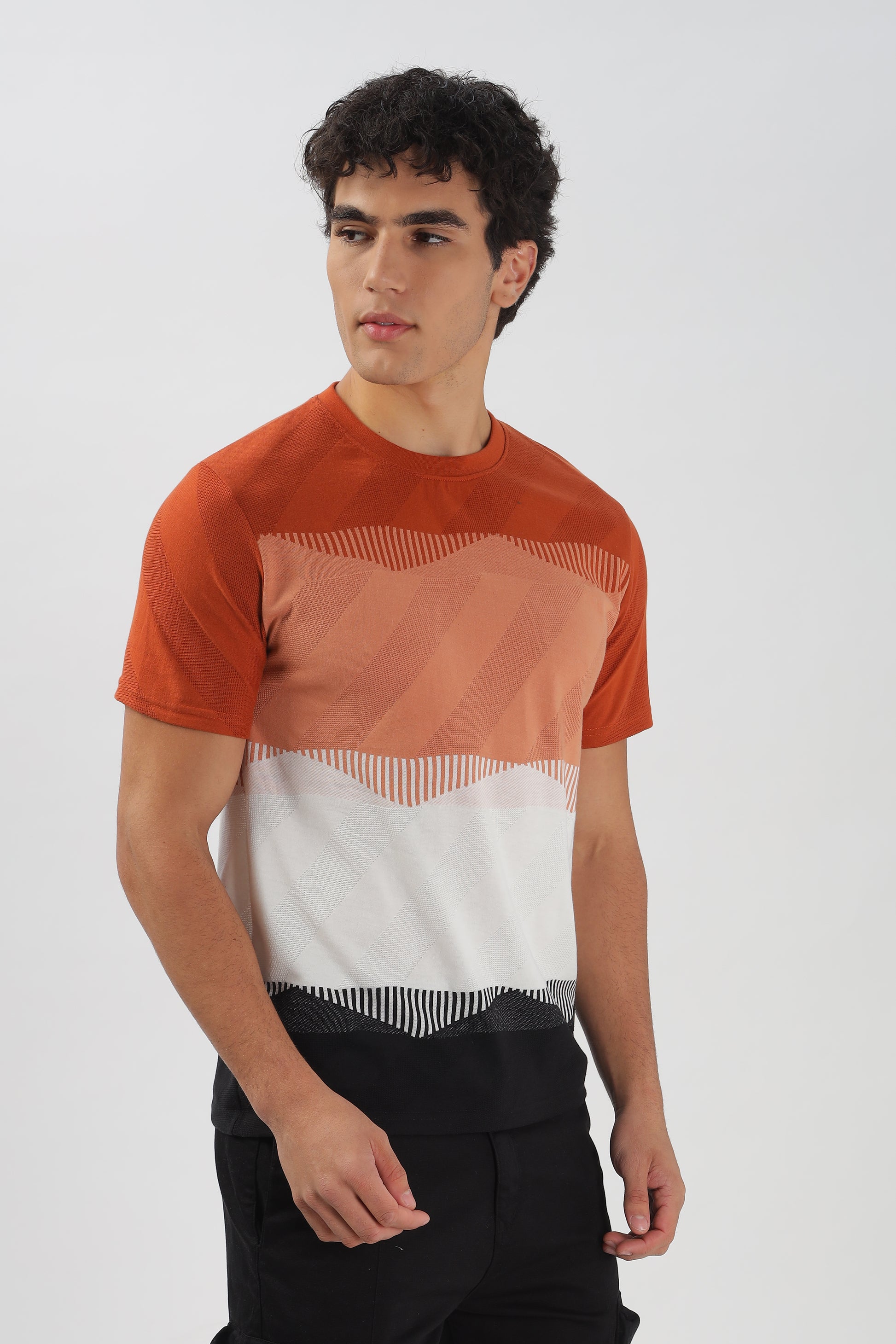 Half Sleeve Striped Stretchable T-shirt