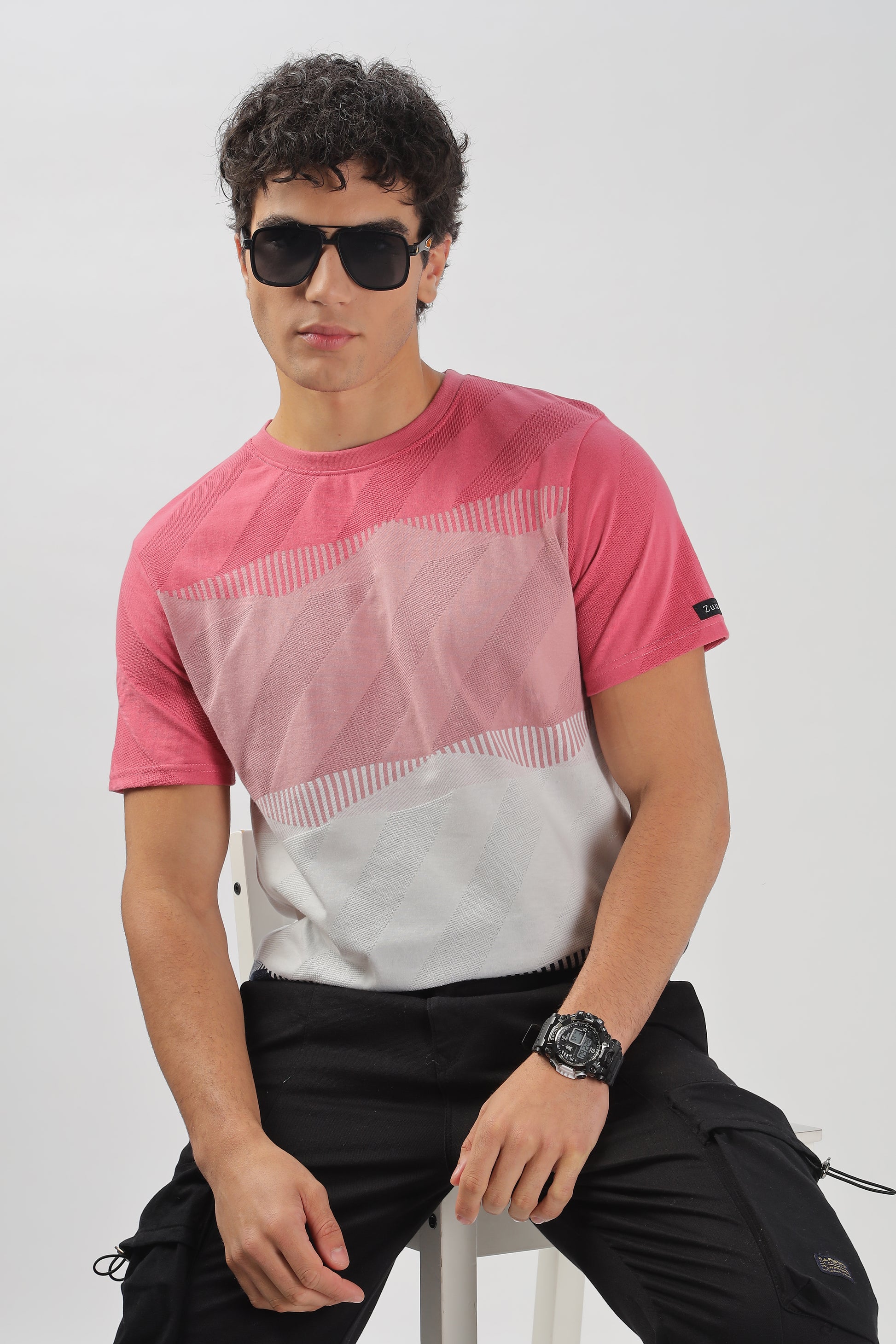 Half Sleeve Striped Stretchable T-shirt