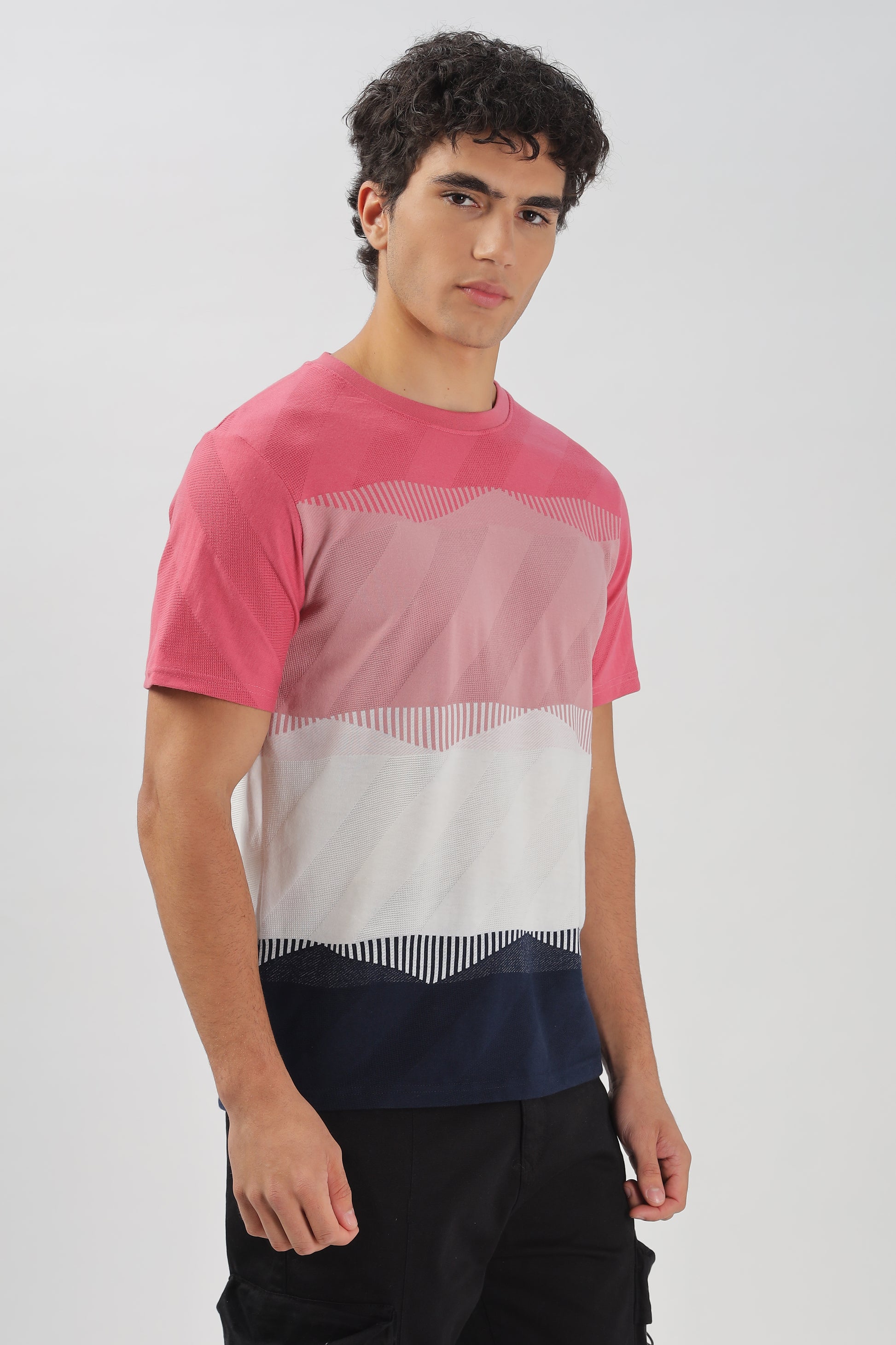 Half Sleeve Striped Stretchable T-shirt