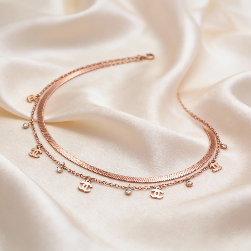 Rose Gold Art Chain Necklace | Elegant Artificial Jewelry
