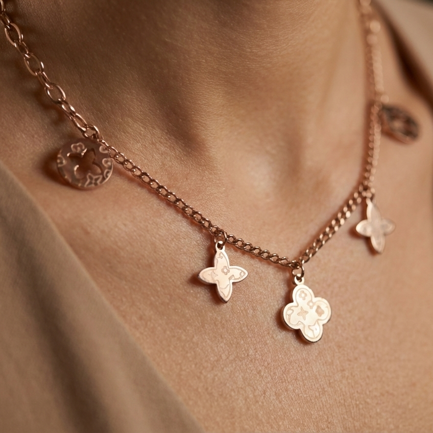 Rose Gold Art Charm Chain | Elegant Artificial Jewelry