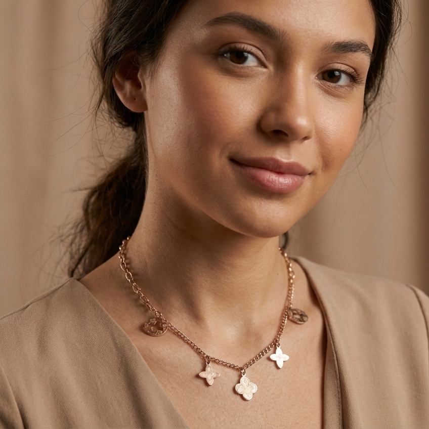 Rose Gold Art Charm Chain | Elegant Artificial Jewelry