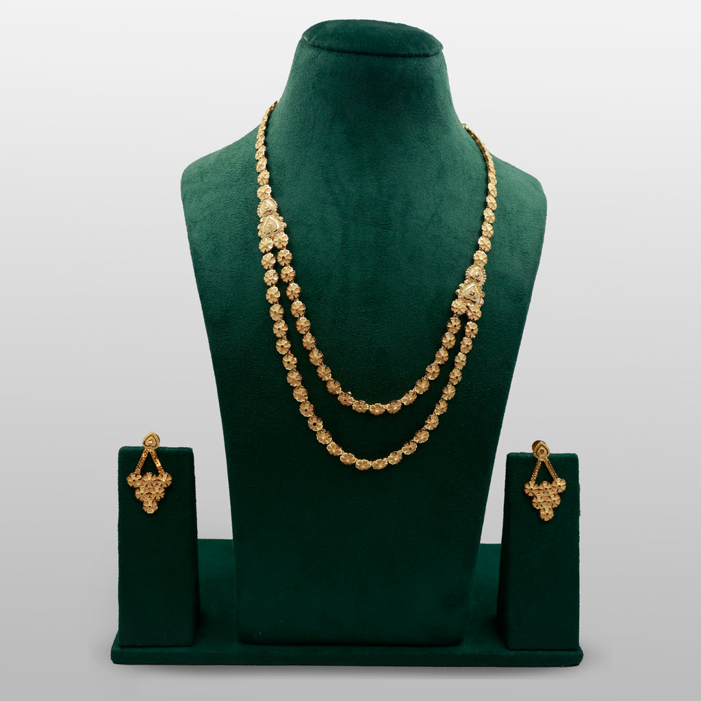 Classic Double-Layer Imitation Gold Necklace Set – Ethnic Wedding Jewelry for Women