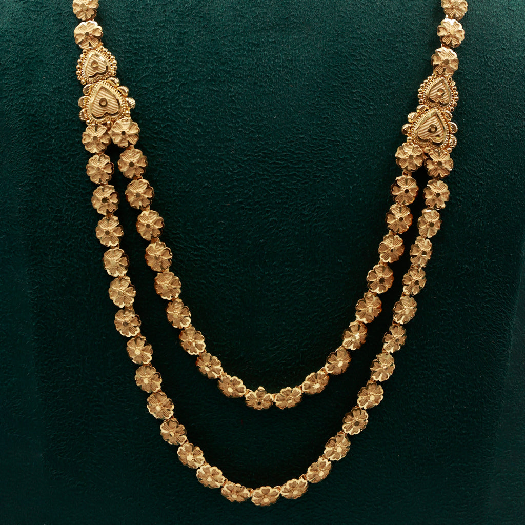 Classic Double-Layer Imitation Gold Necklace Set – Ethnic Wedding Jewelry for Women