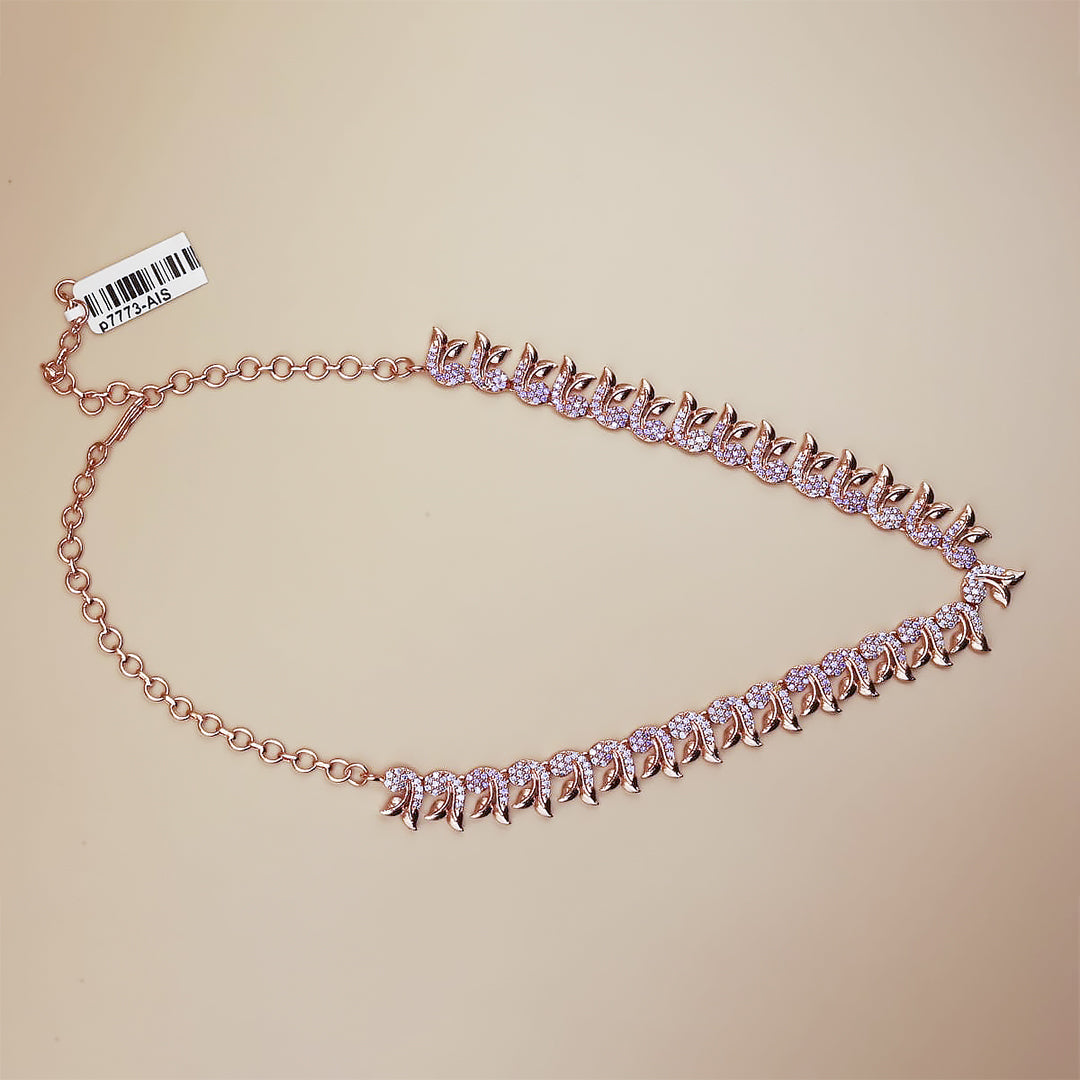 Delicate Purple Stone Necklace in Rose Gold Tone – Party & Occasion Wear
