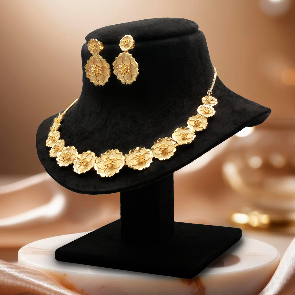 Golden Blossom Necklace Set for Women – Party & Festive Style