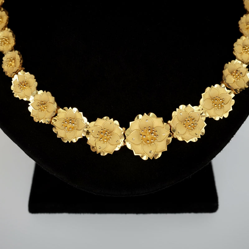 Golden Blossom Necklace Set for Women – Party & Festive Style