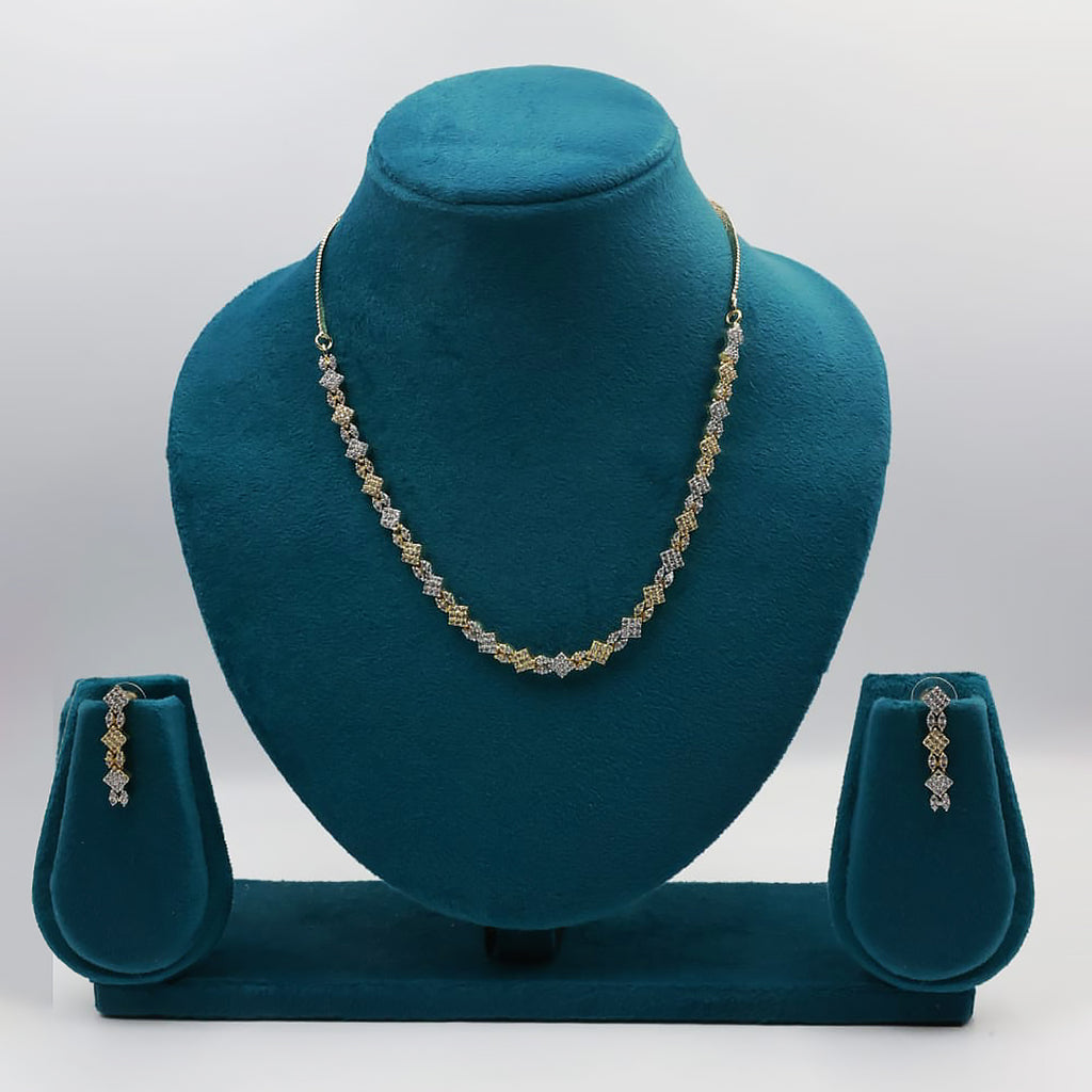 Minimalist Gold & White Stone Necklace Set – Party & Daily Wear Jewelry