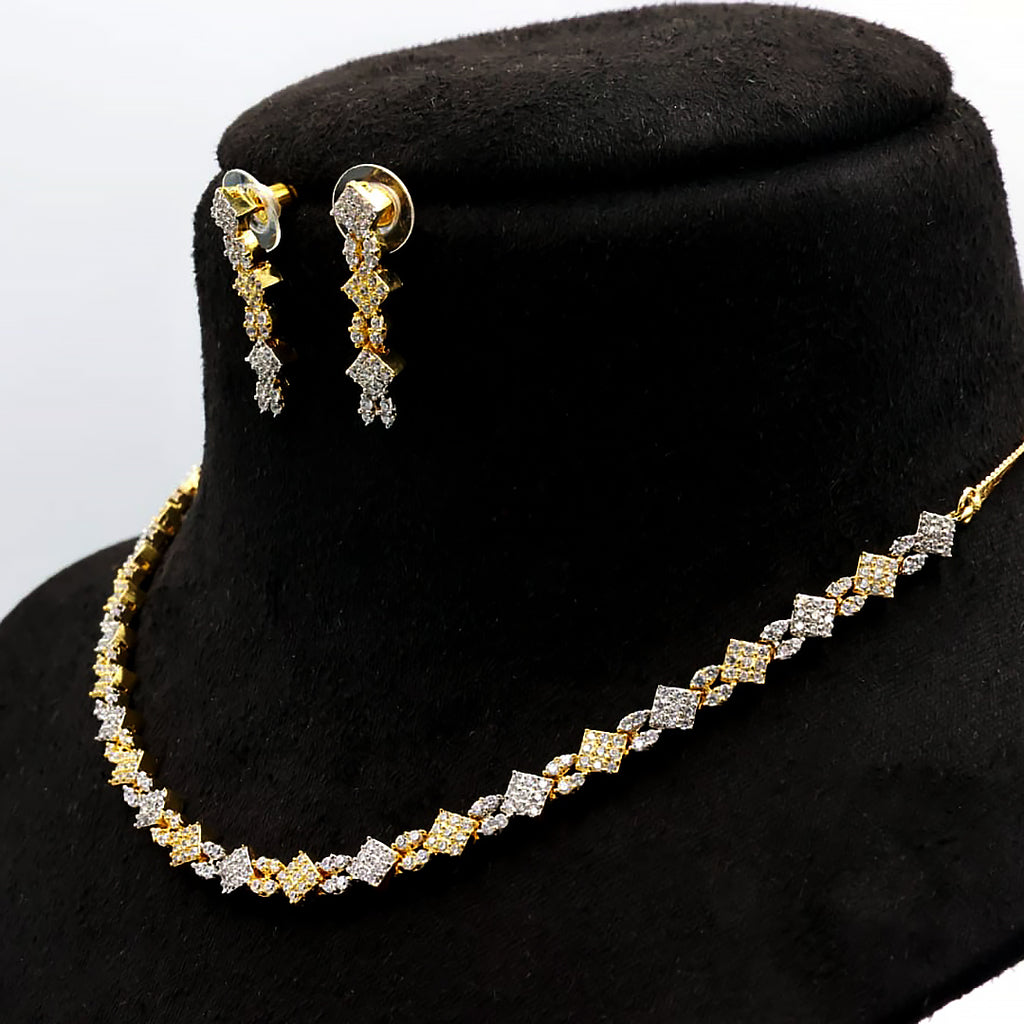 Minimalist Gold & White Stone Necklace Set – Party & Daily Wear Jewelry