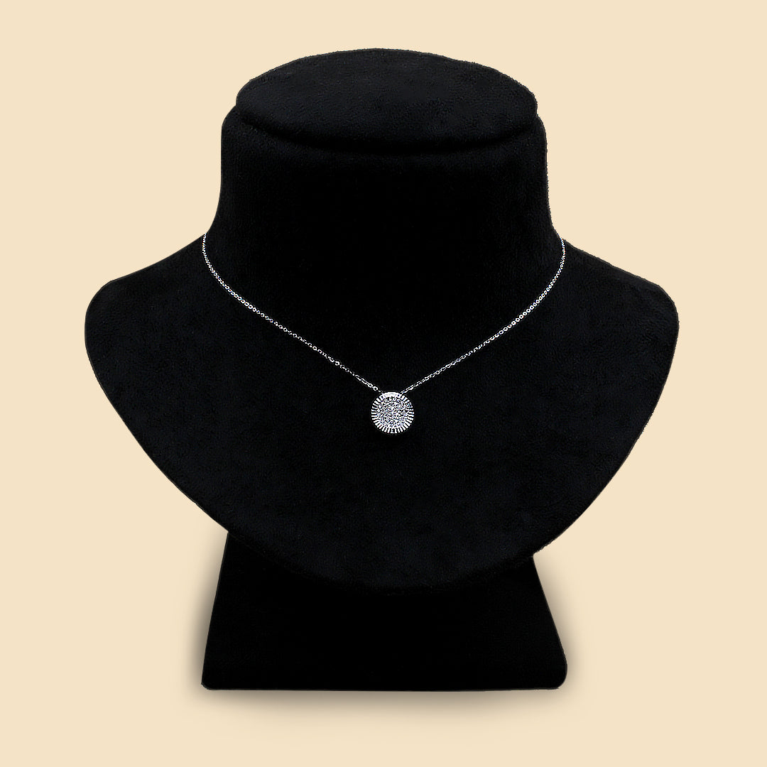 Elegant Silver Round Pendant Necklace | Minimalist Diamond Look Imitation Jewelry for Women