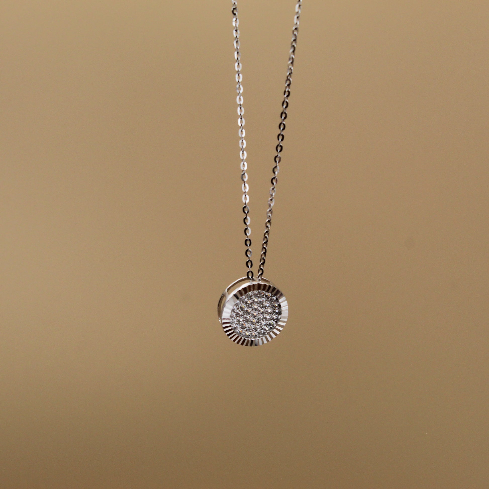 Elegant Silver Round Pendant Necklace | Minimalist Diamond Look Imitation Jewelry for Women