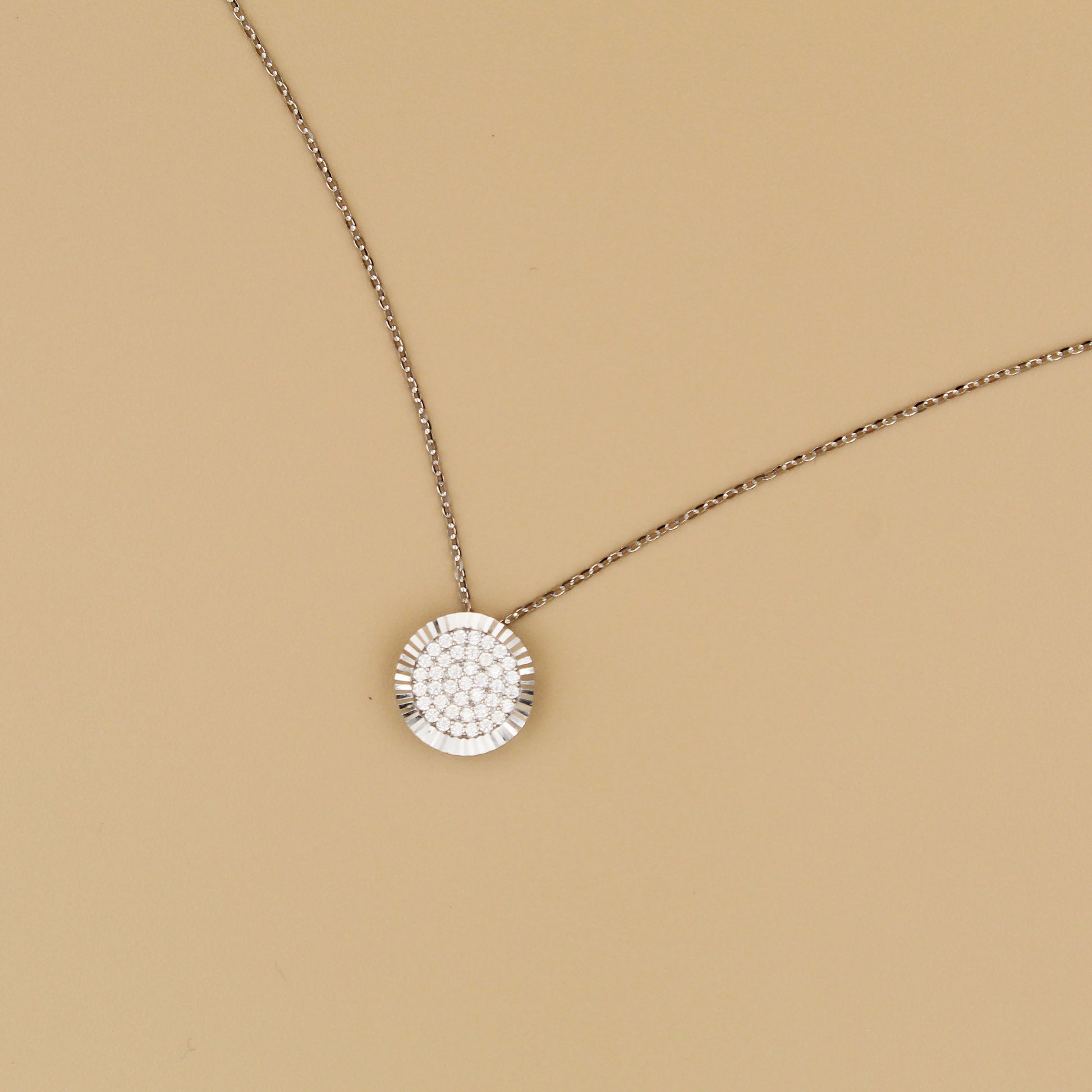 Elegant Silver Round Pendant Necklace | Minimalist Diamond Look Imitation Jewelry for Women