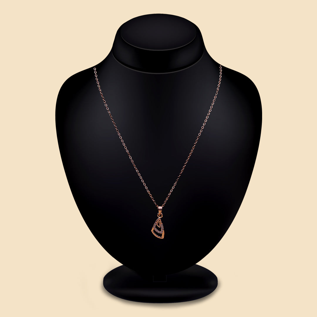 Elegant Rose Gold Long Chain Pendant Necklace for Women | Minimalist Geometric Design