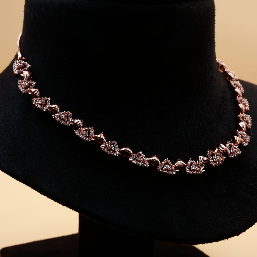 Elegant Rose-Gold Plated Necklace for Women – Party & Festive Wear Jewelry