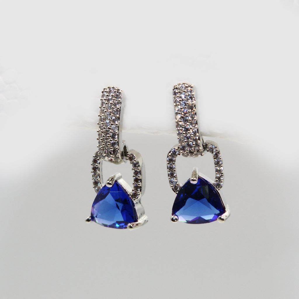 Elegant Silver Blue Stone Earrings | Sparkling Imitation Drop Jewelry