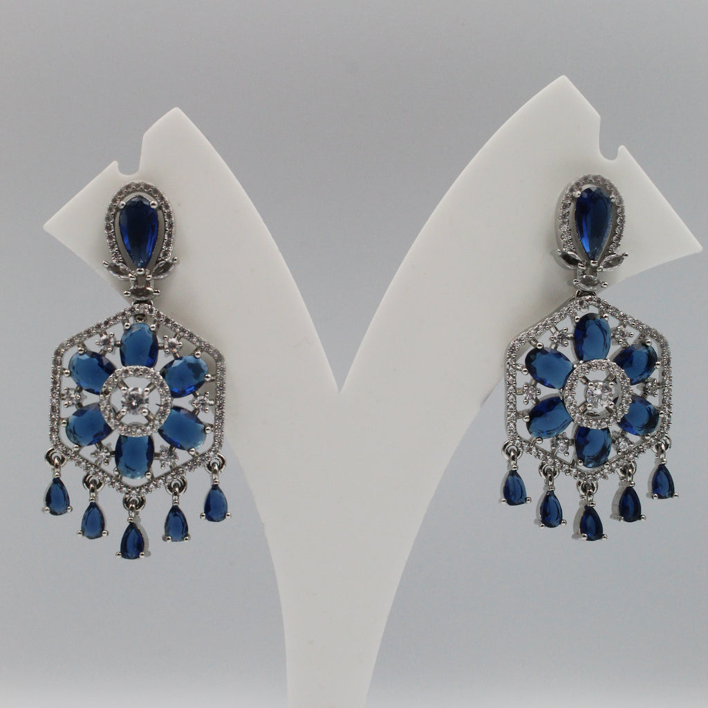 Hexagonal Floral Design Earrings