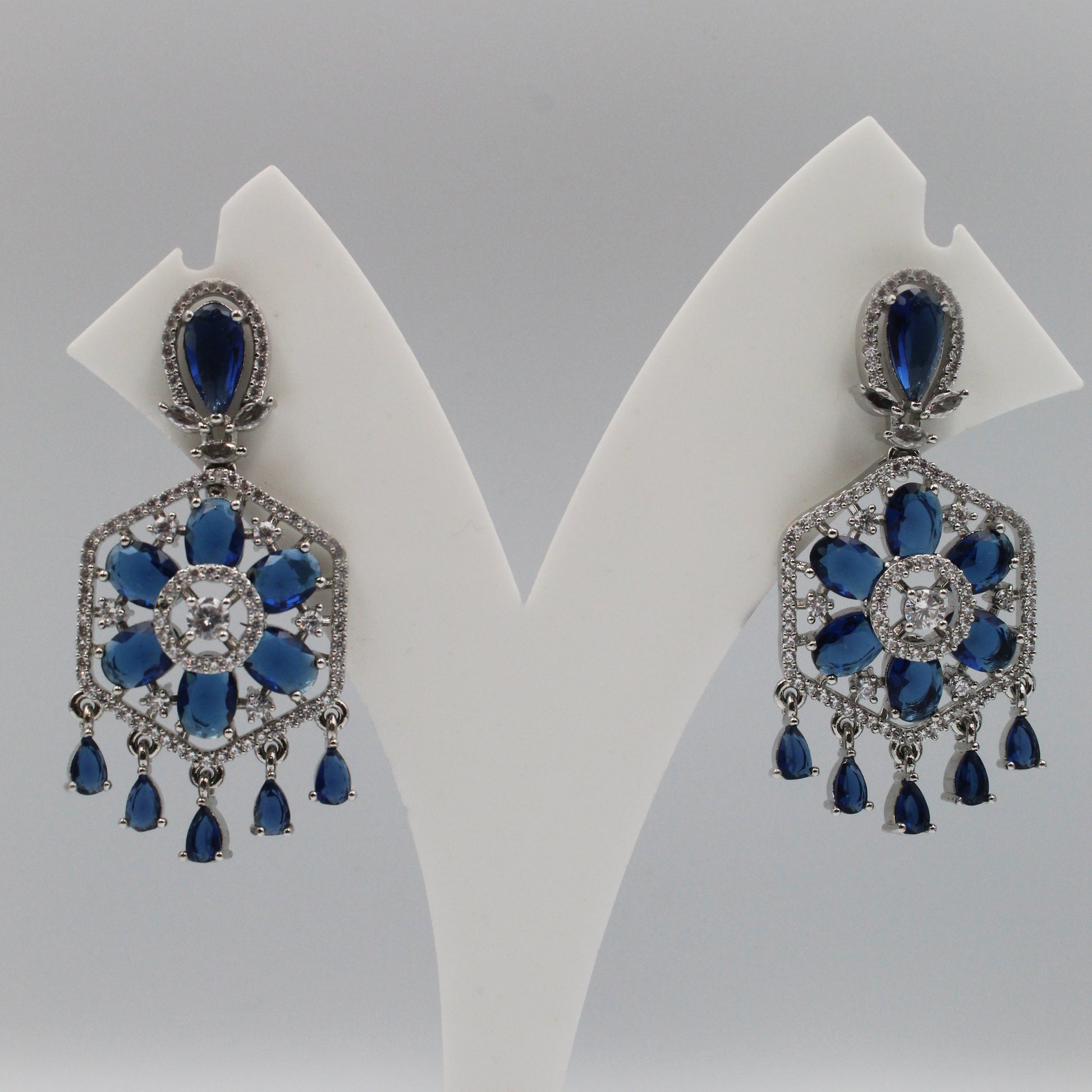 Hexagonal Floral Design Earrings