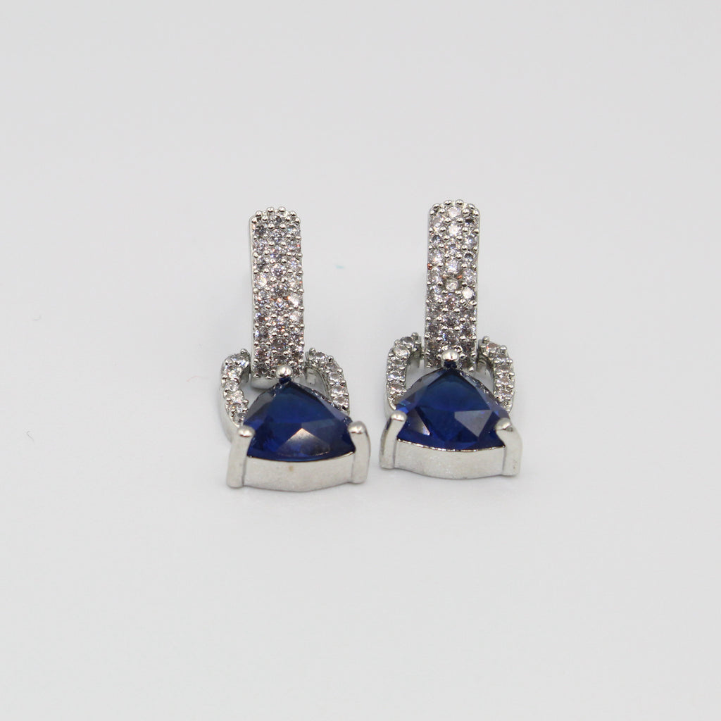Elegant Silver Blue Stone Earrings | Sparkling Imitation Drop Jewelry