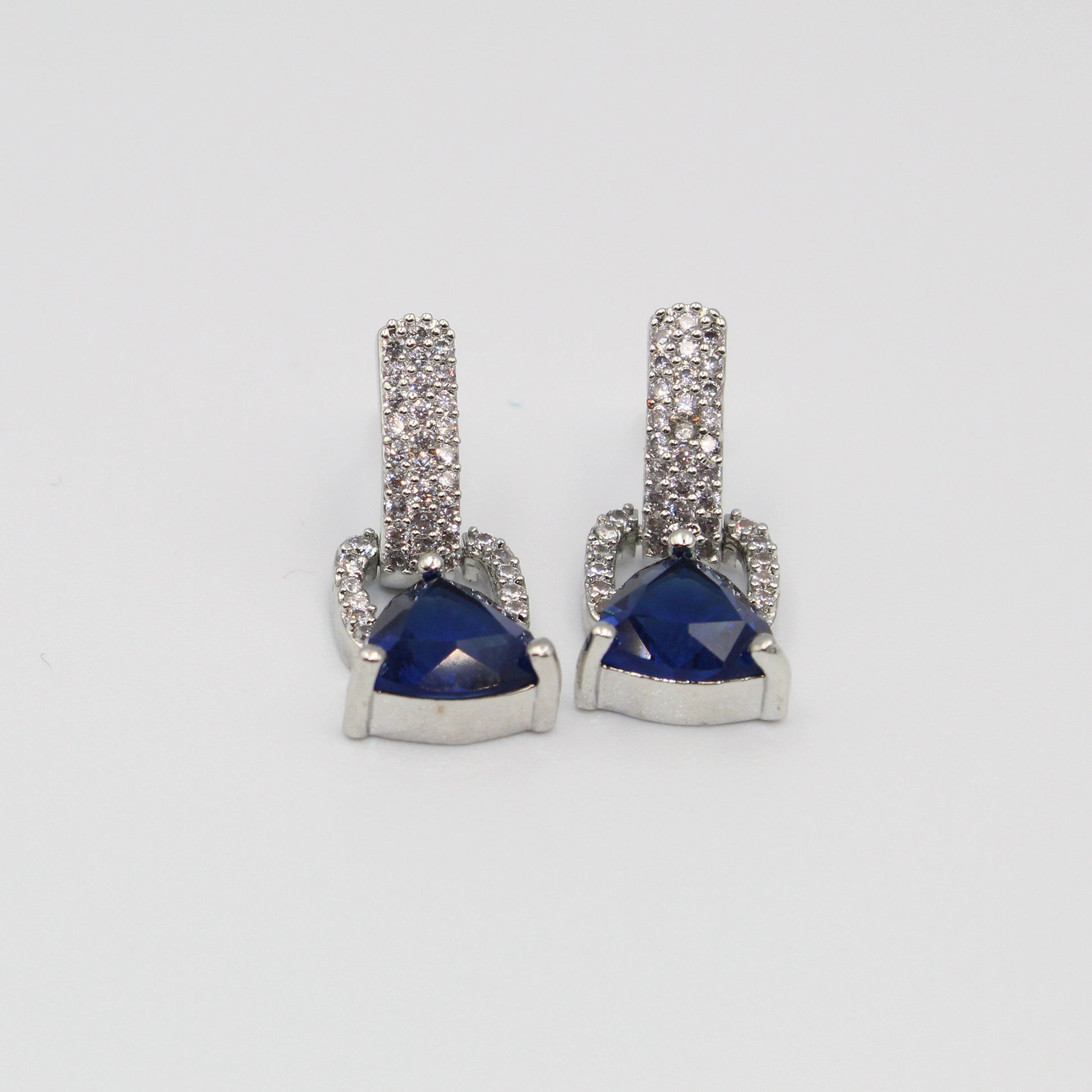 Elegant Silver Blue Stone Earrings | Sparkling Imitation Drop Jewelry